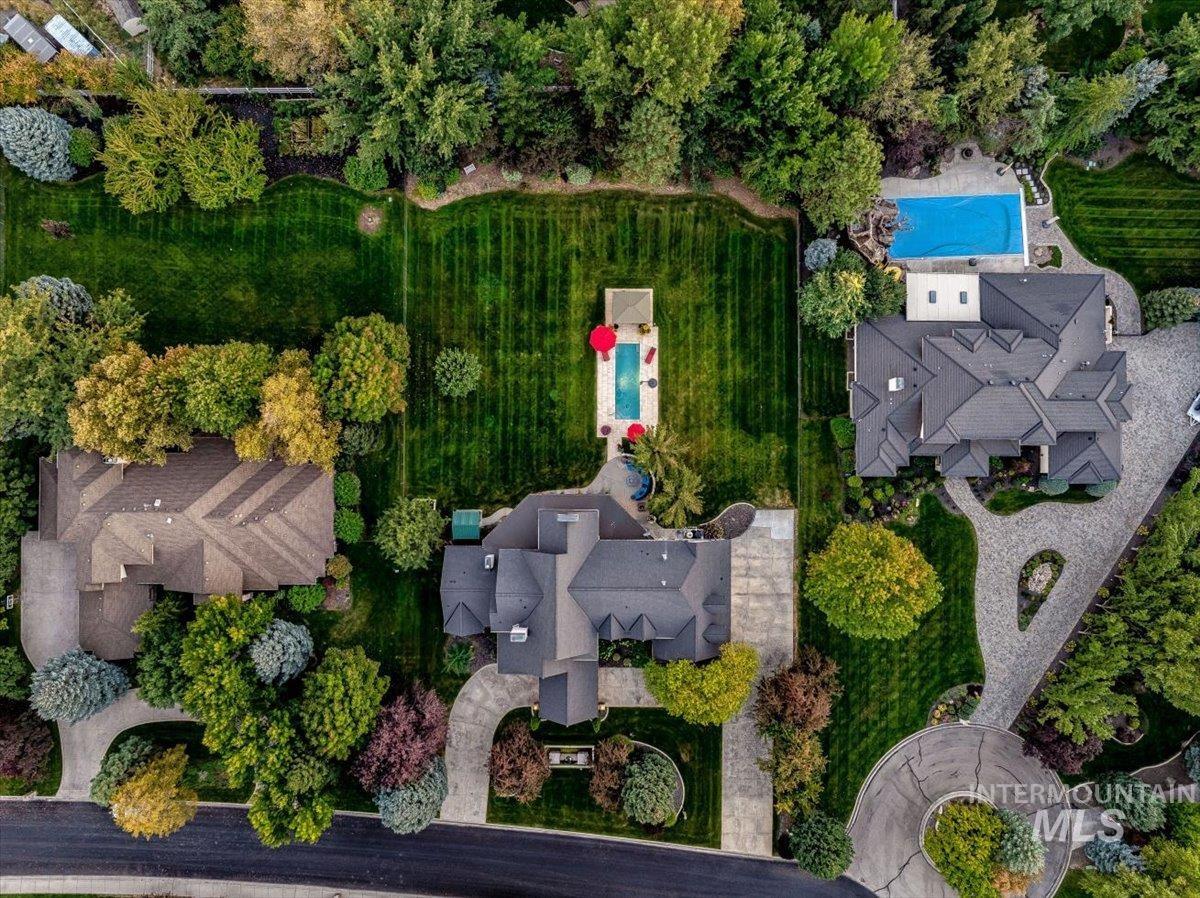 Bird's eye view of a pool area