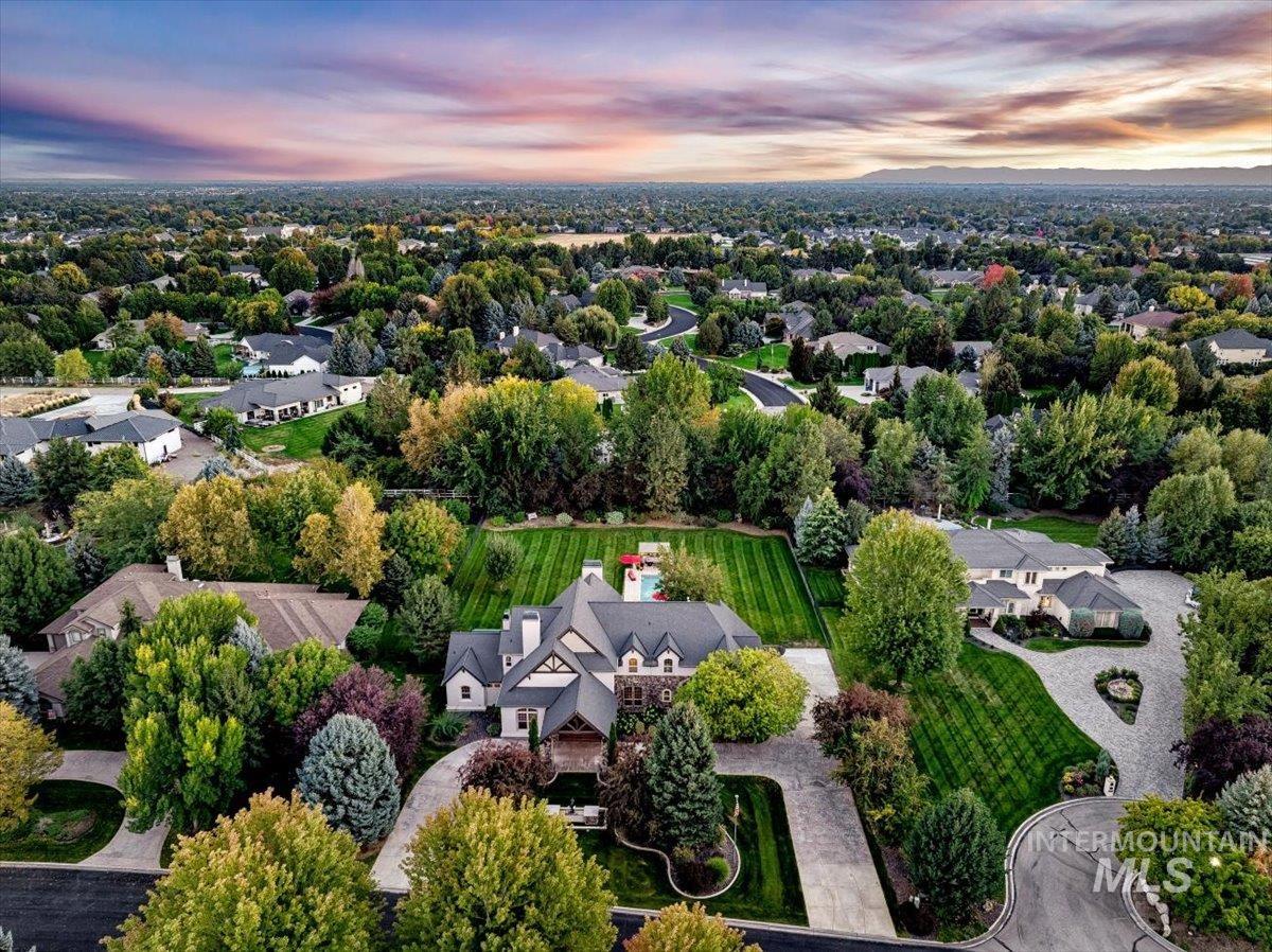 Aerial perspective of suburban area