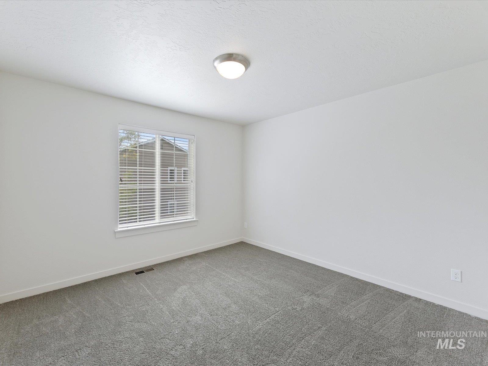 Spare room with light colored carpet and a textured ceiling