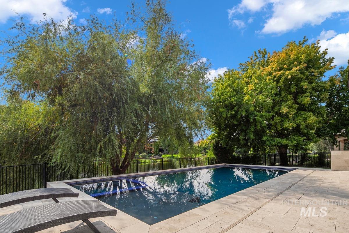 View of pool featuring a fenced backyard and a patio area