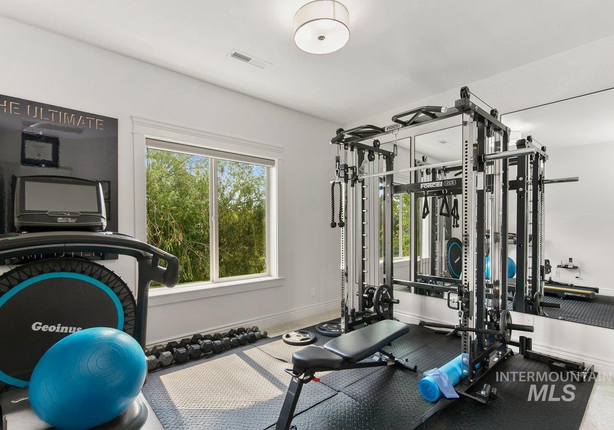 Workout area with baseboards