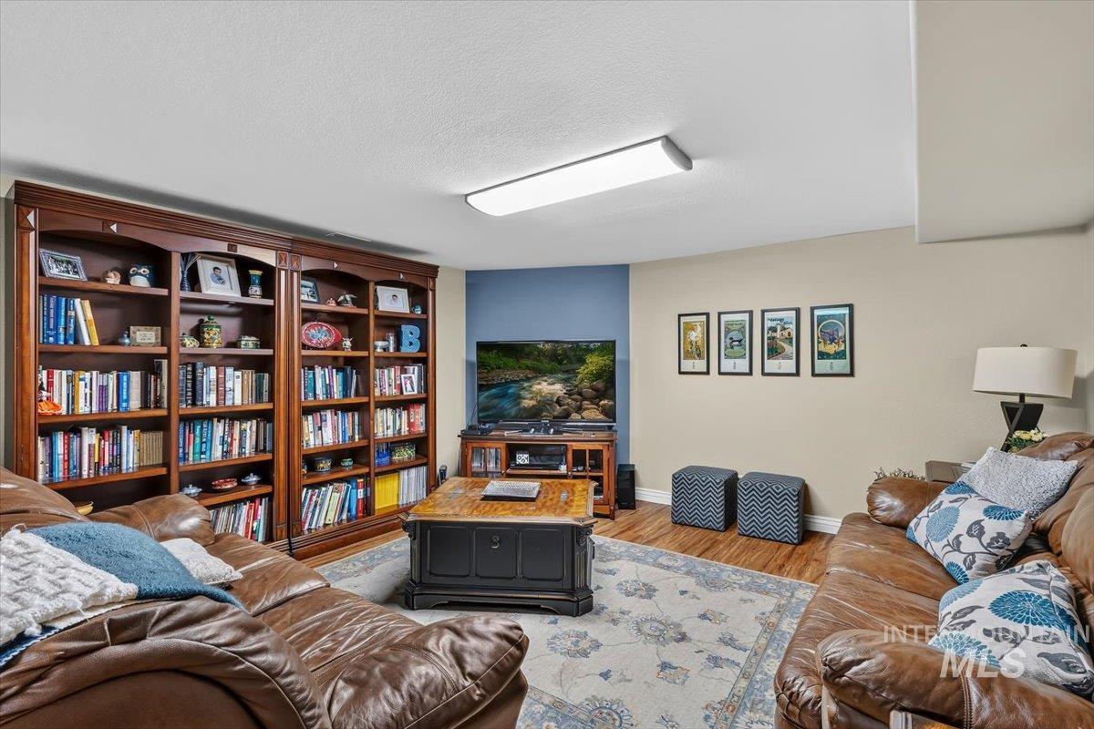 Integrated built-in shelving provides extensive storage