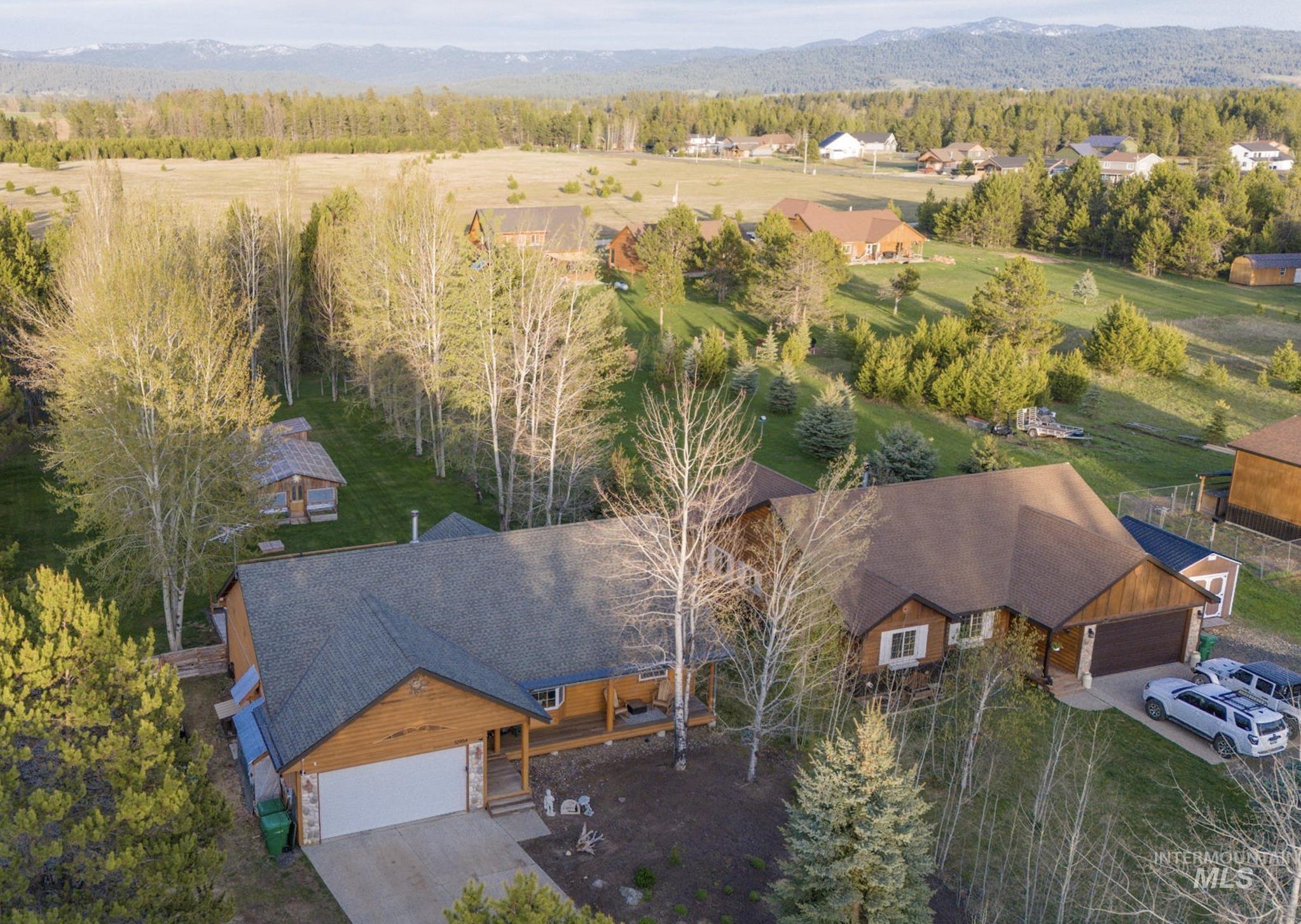 View from above of property with mountains