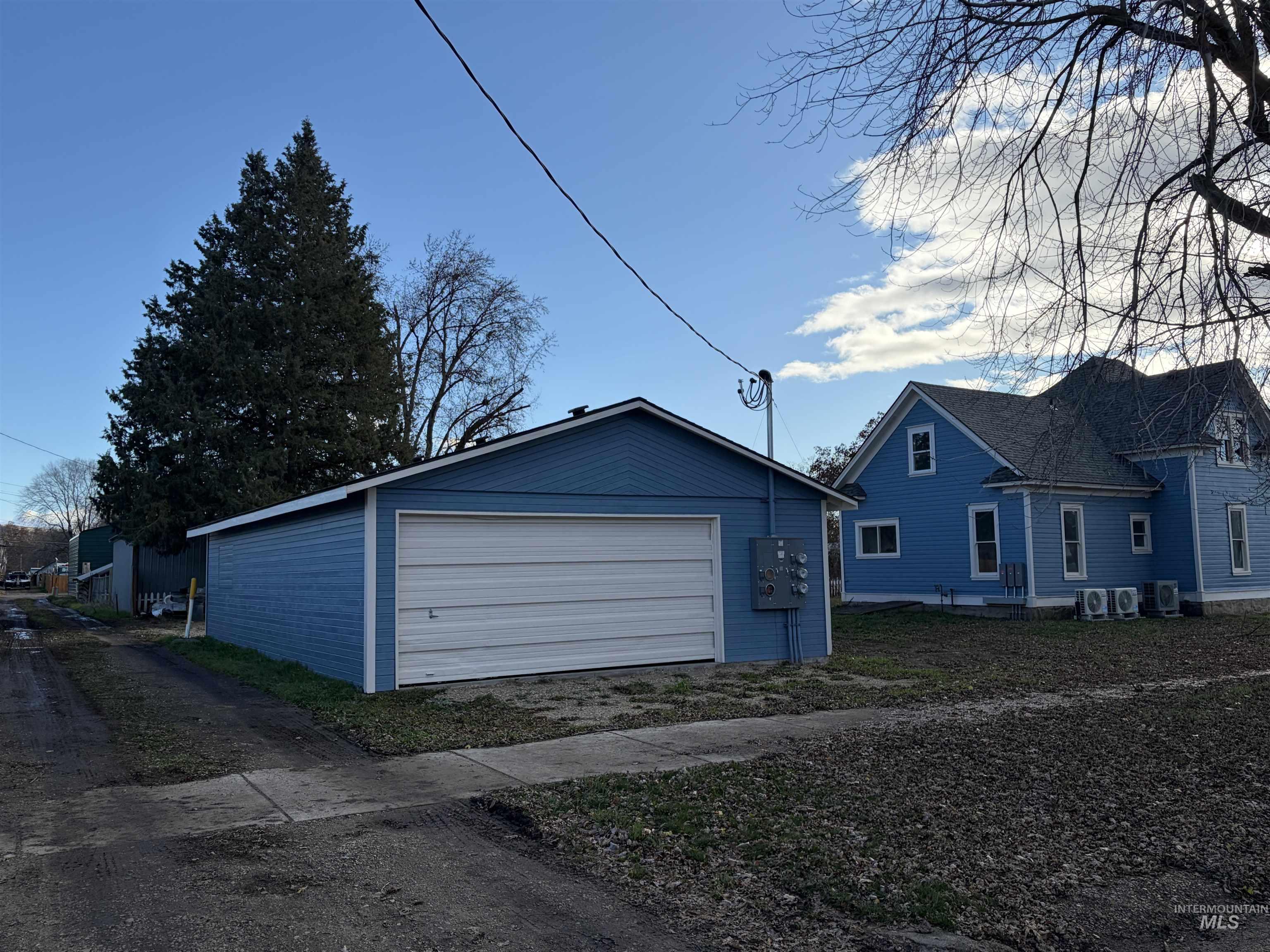 View of detached garage