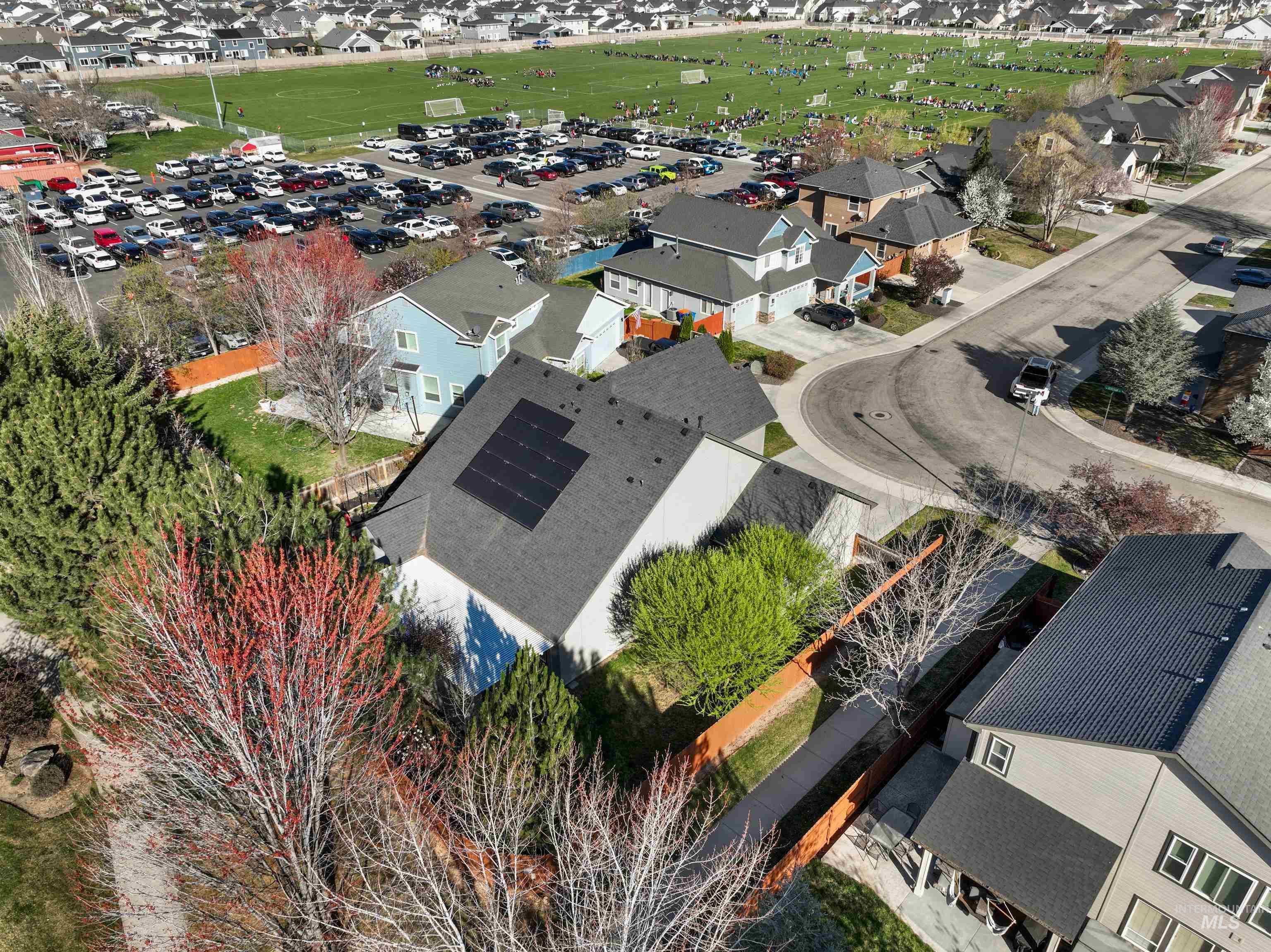 Aerial perspective of suburban area