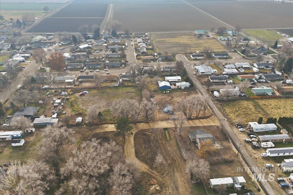 Aerial overview of property's location featuring rural landscape