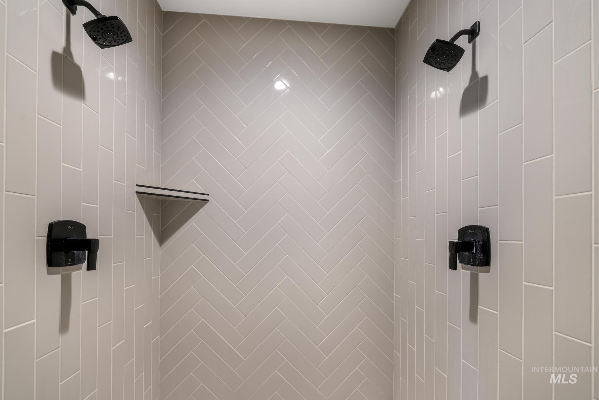 Bathroom view of a stall shower