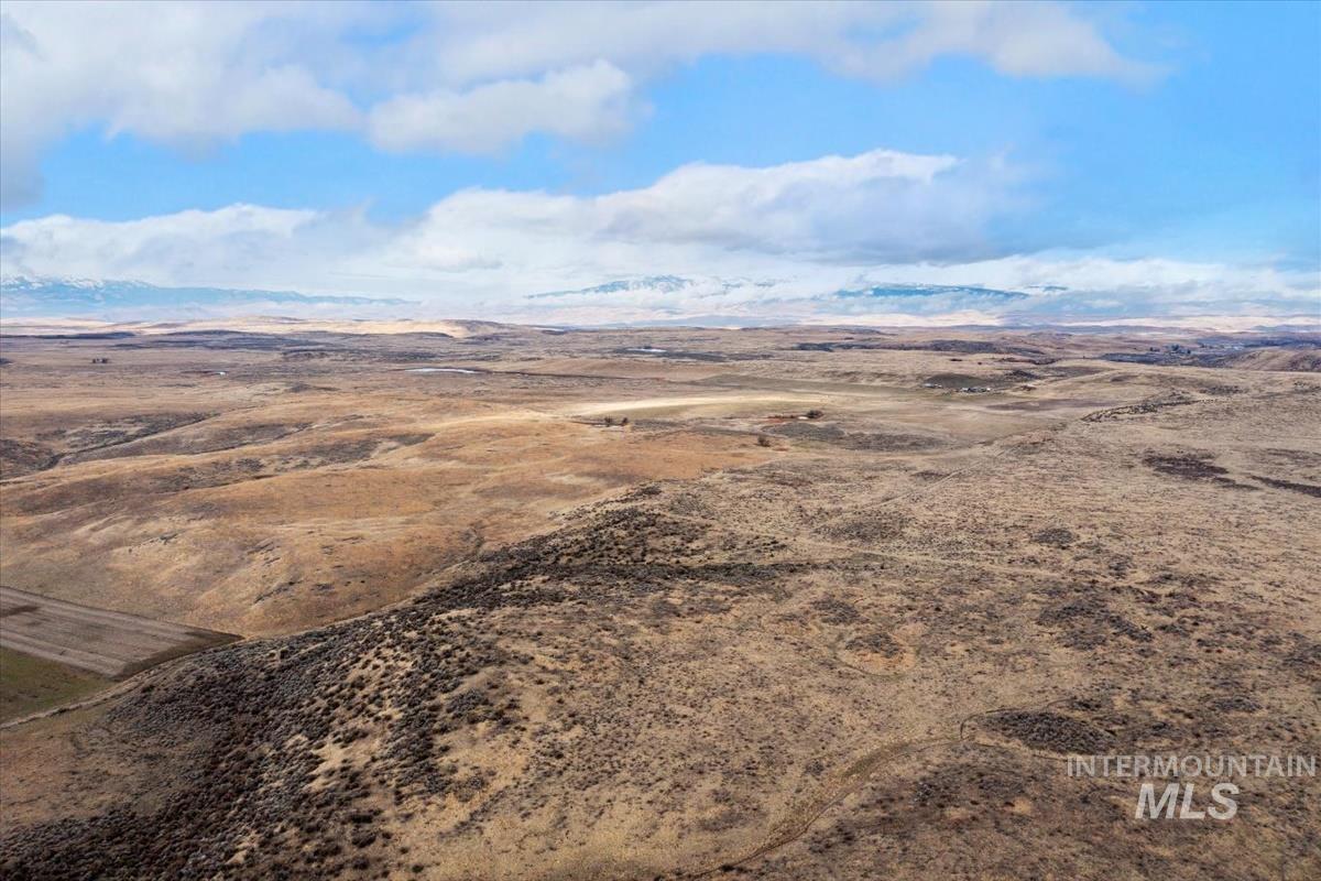 Aerial view of sparsely populated area with a desert landscape