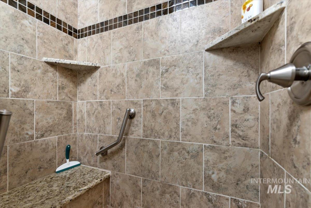 Walk in tiled shower