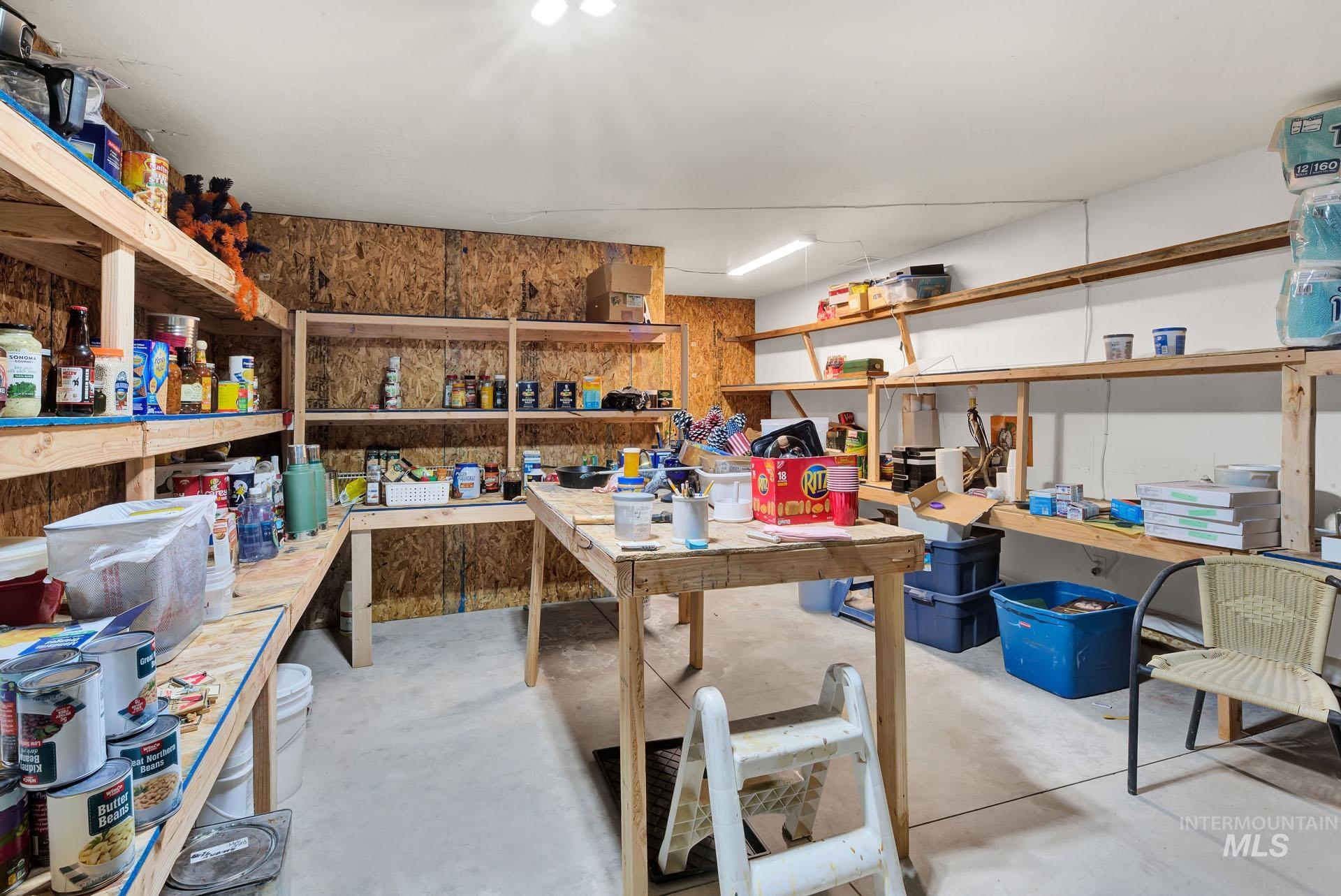 Storage room with built in shelving