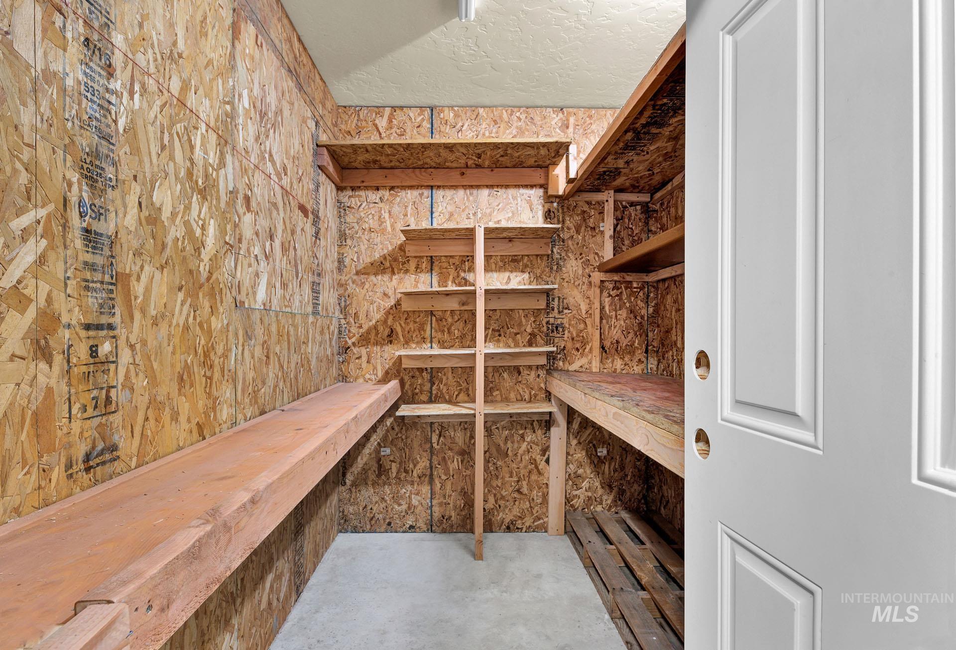 Storage area with built in shelving