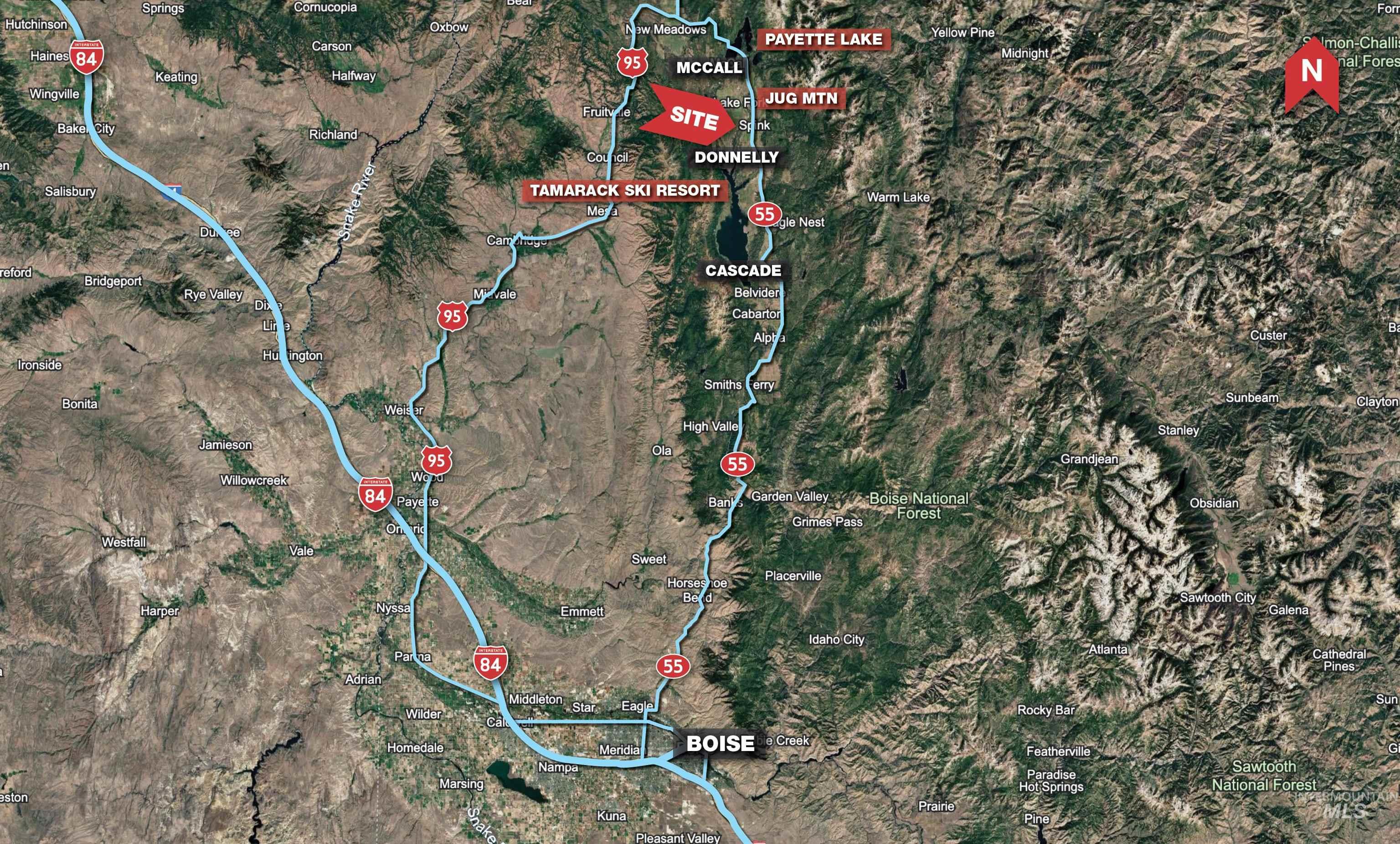 Aerial overview of property's location