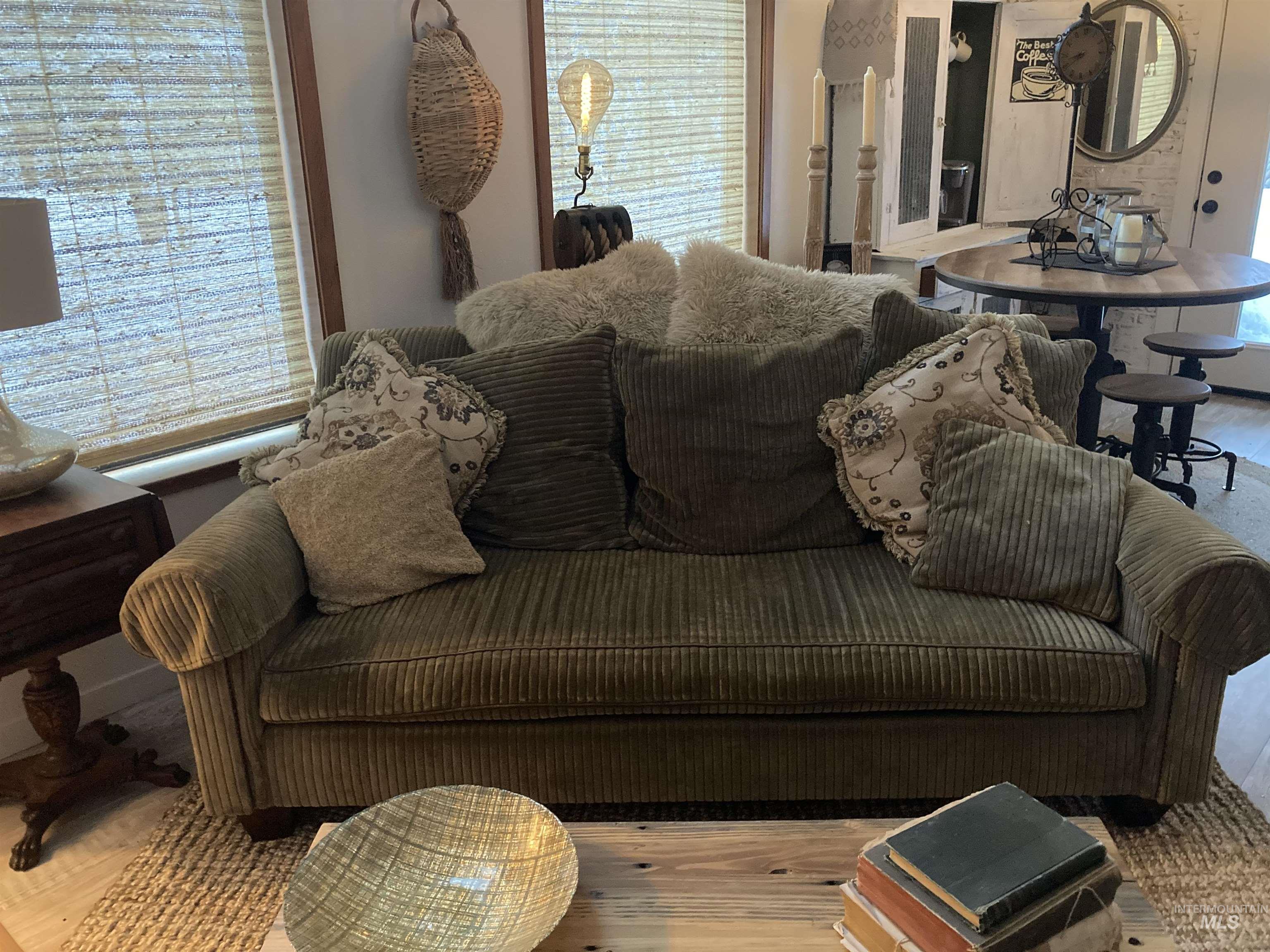 Living area with wood finished floors