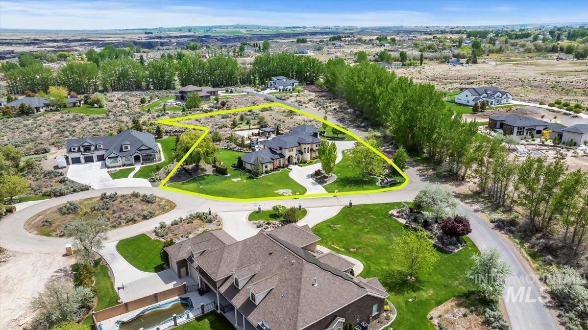 Aerial perspective of suburban area