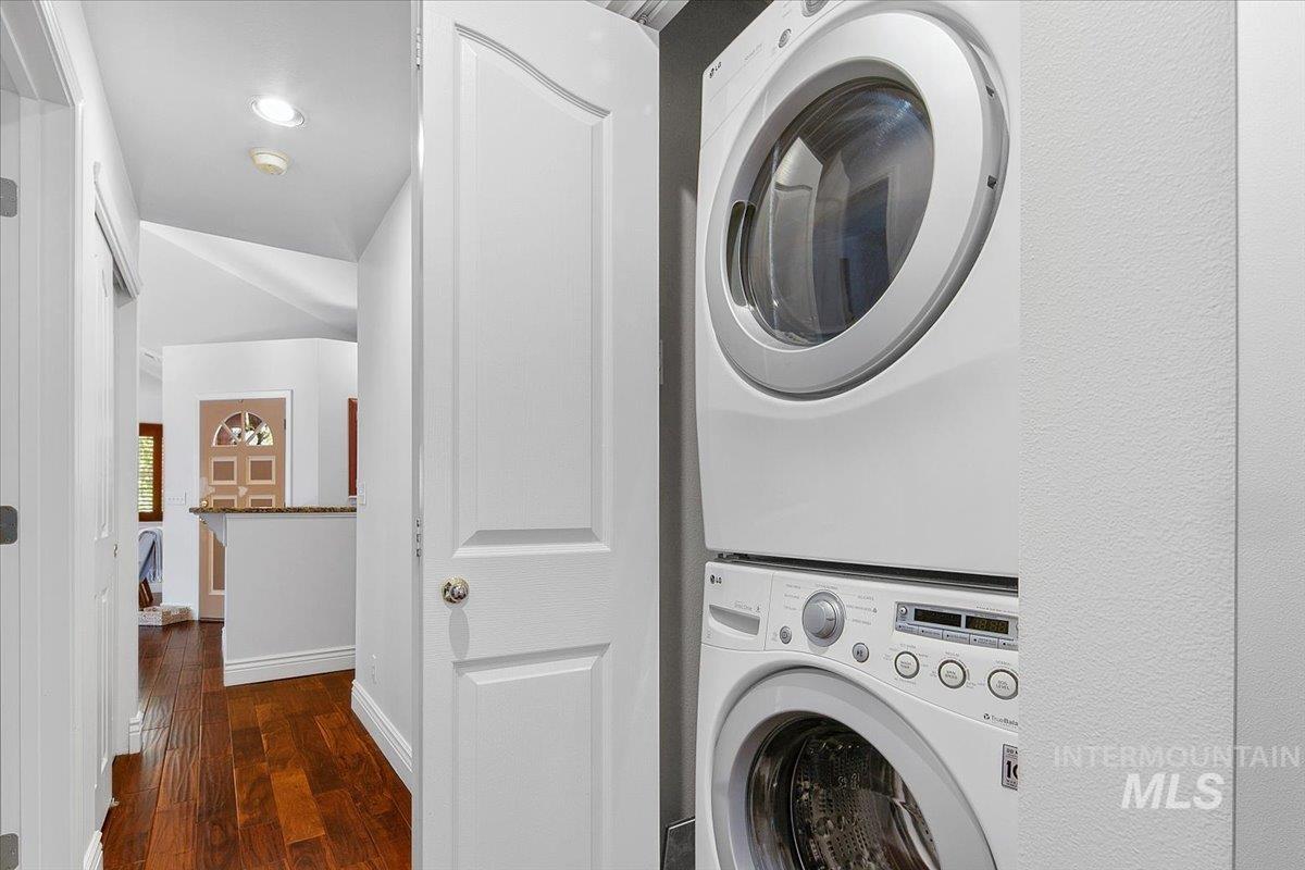 Stacked, full size, washing machine and dryer