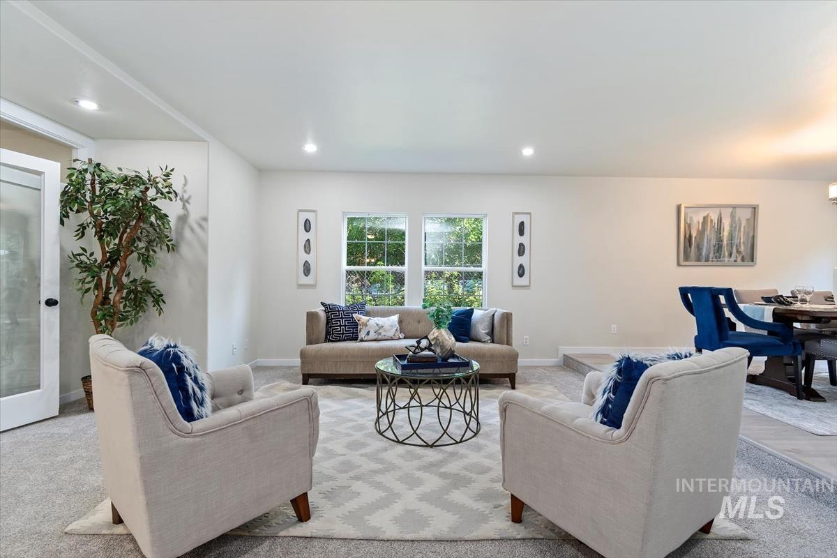 Living area with recessed lighting