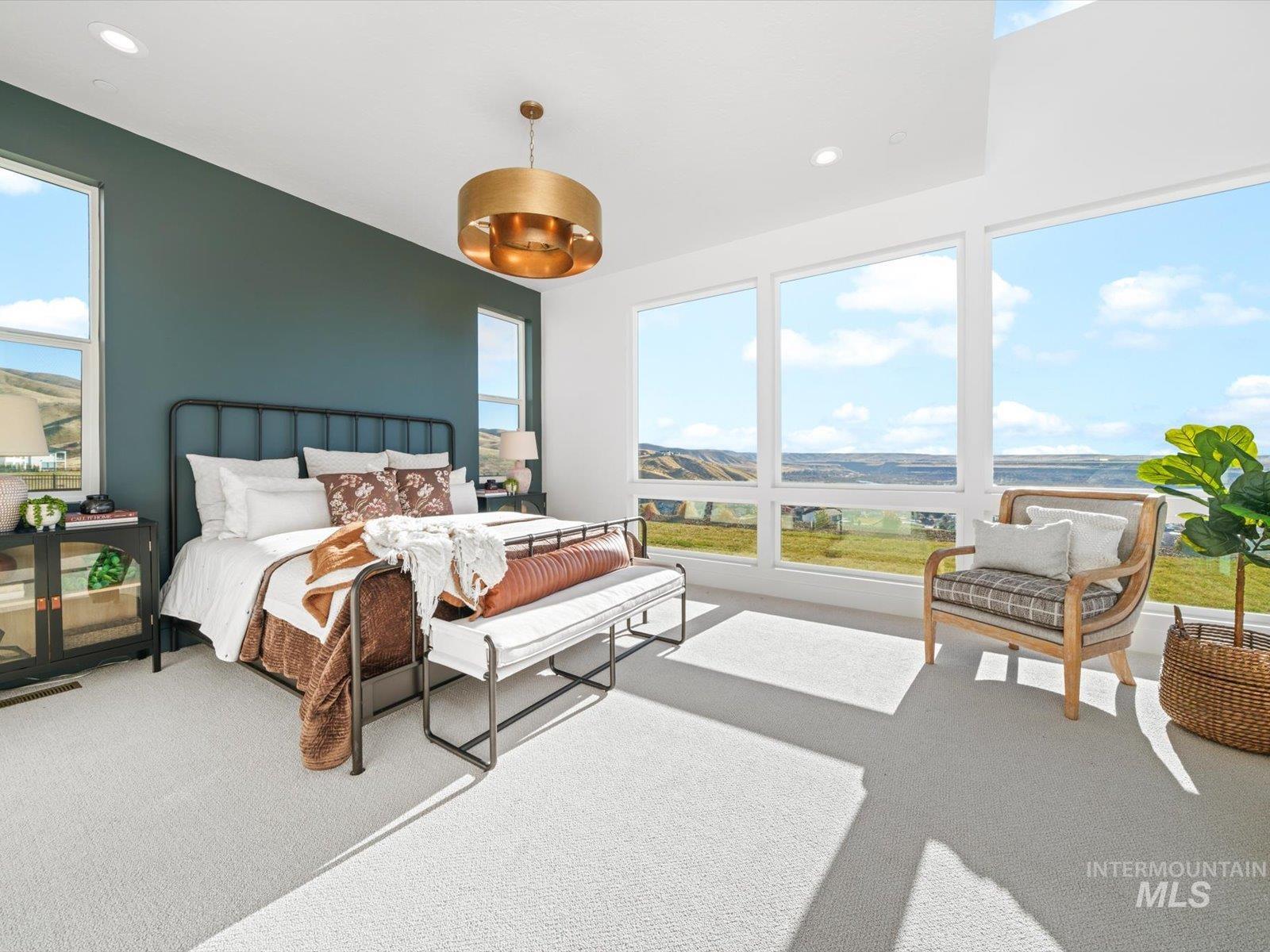 Bedroom featuring carpet floors and recessed lighting