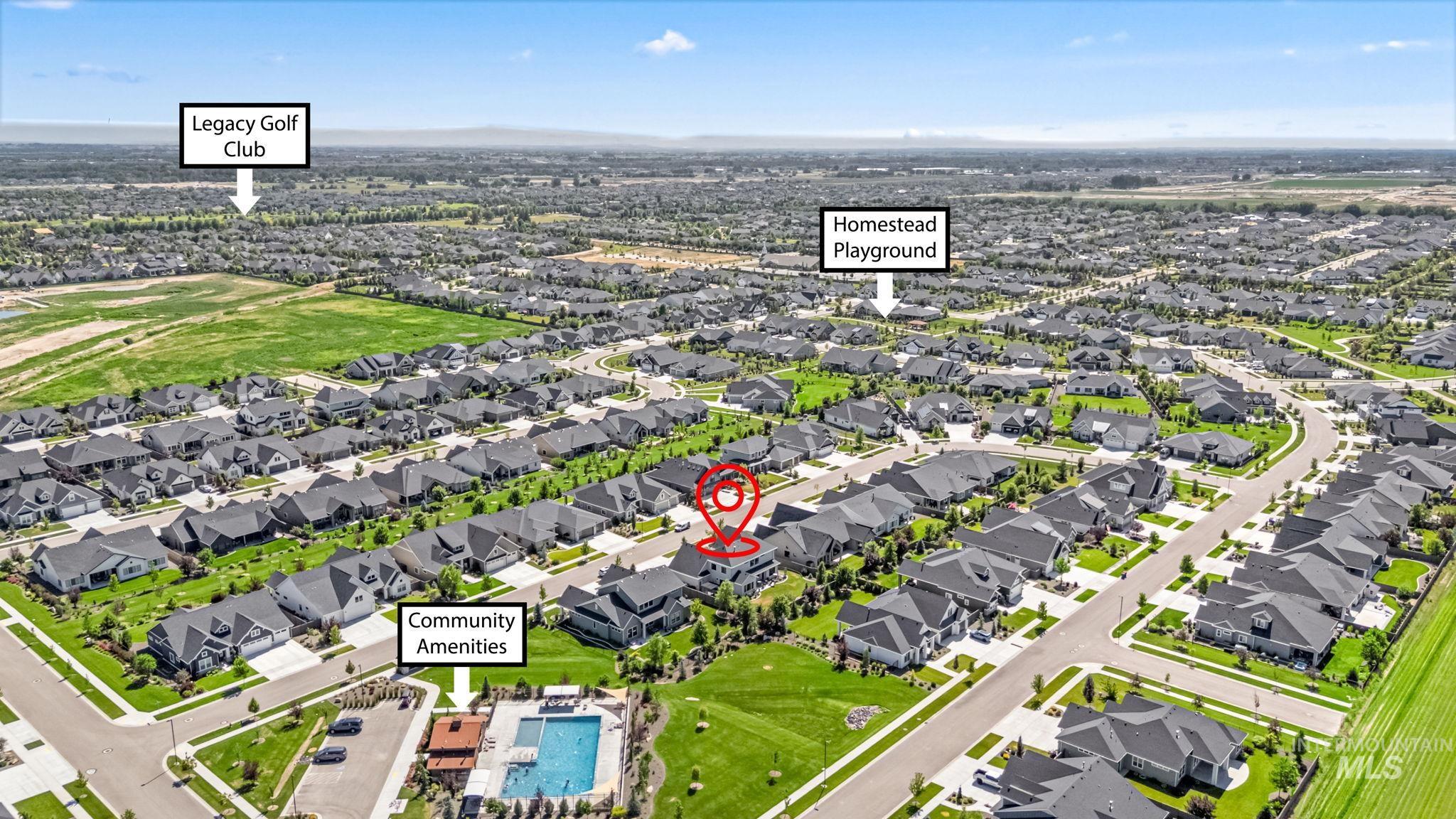 Aerial view of residential area