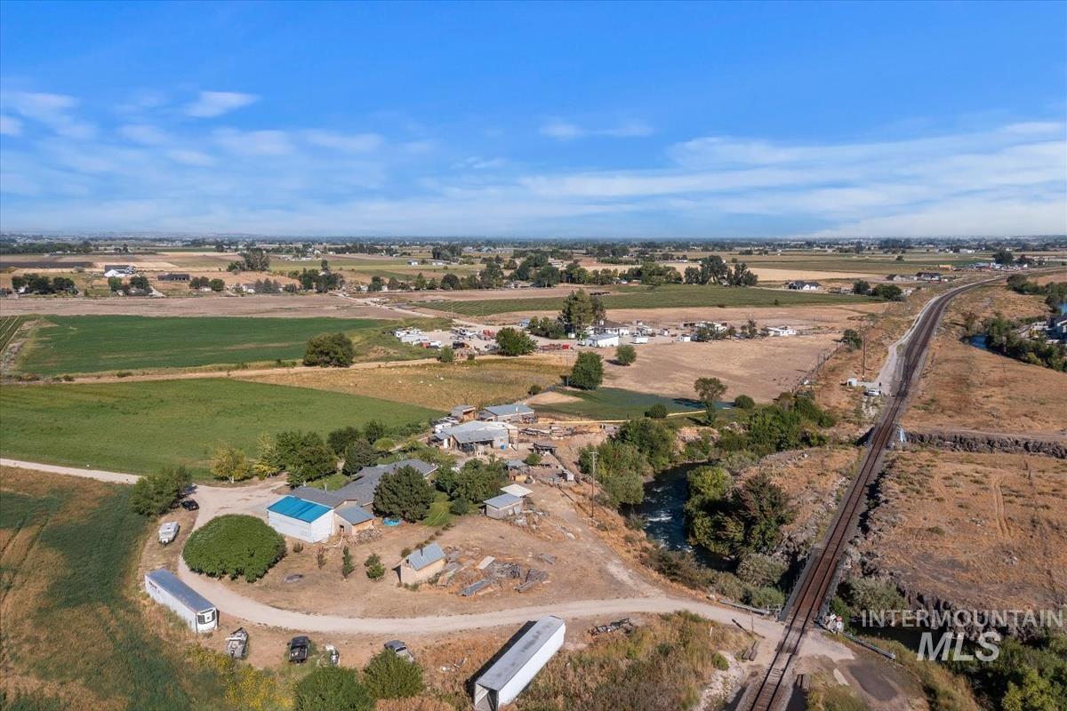 Aerial overview of property's location with rural landscape