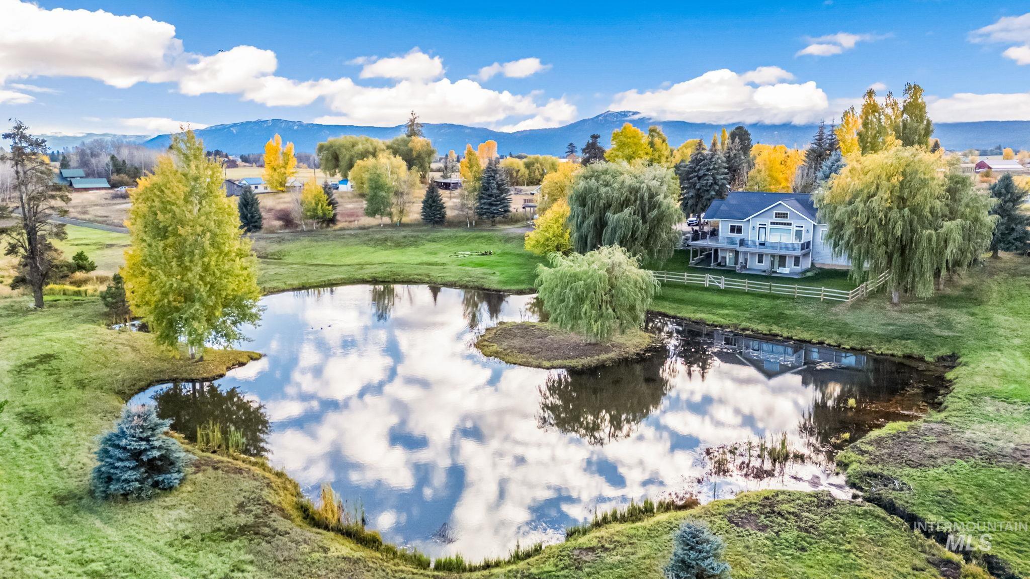 Drone / aerial view of a water and mountain view