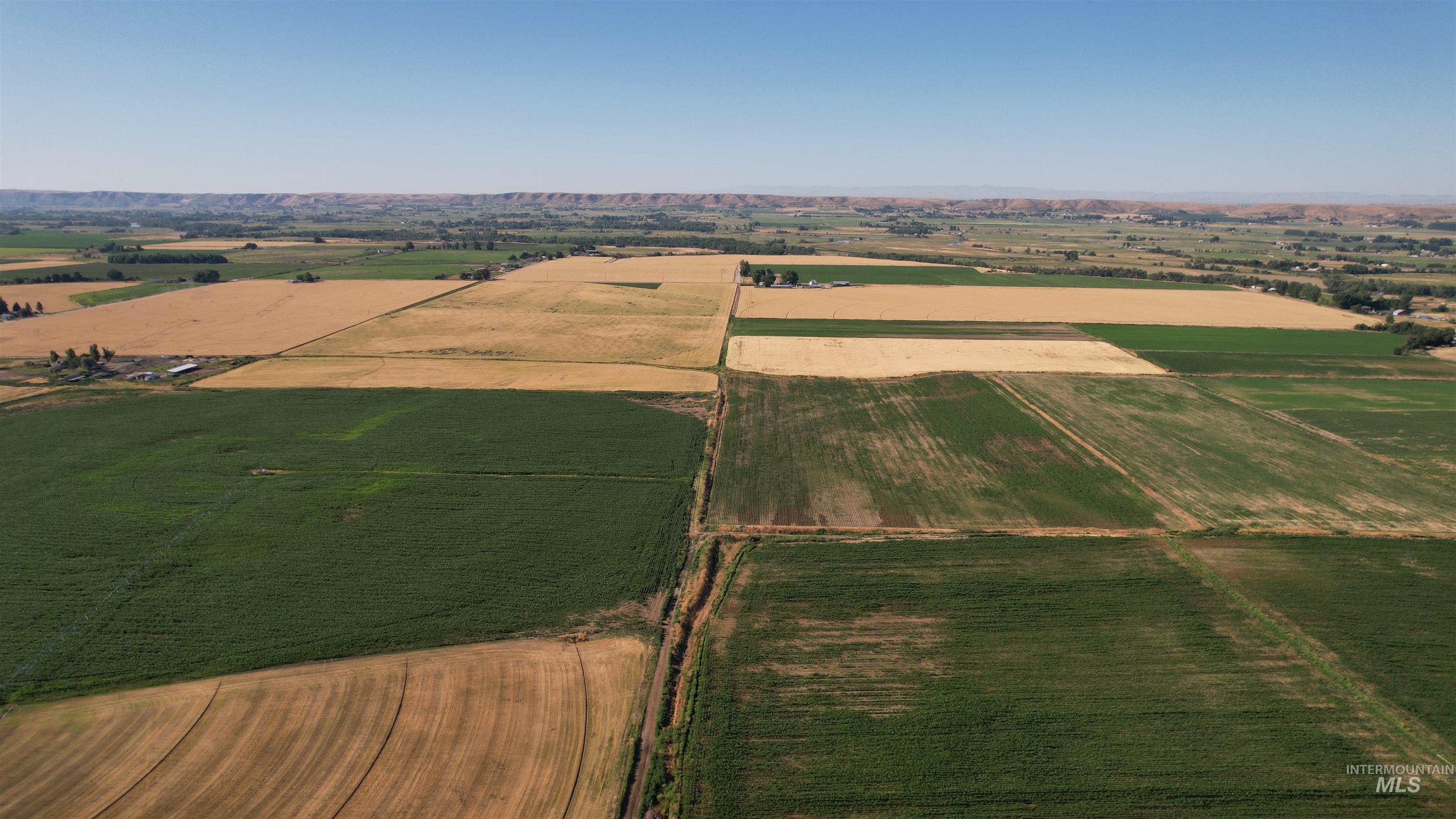 Overview of rural landscape with extensive farmland