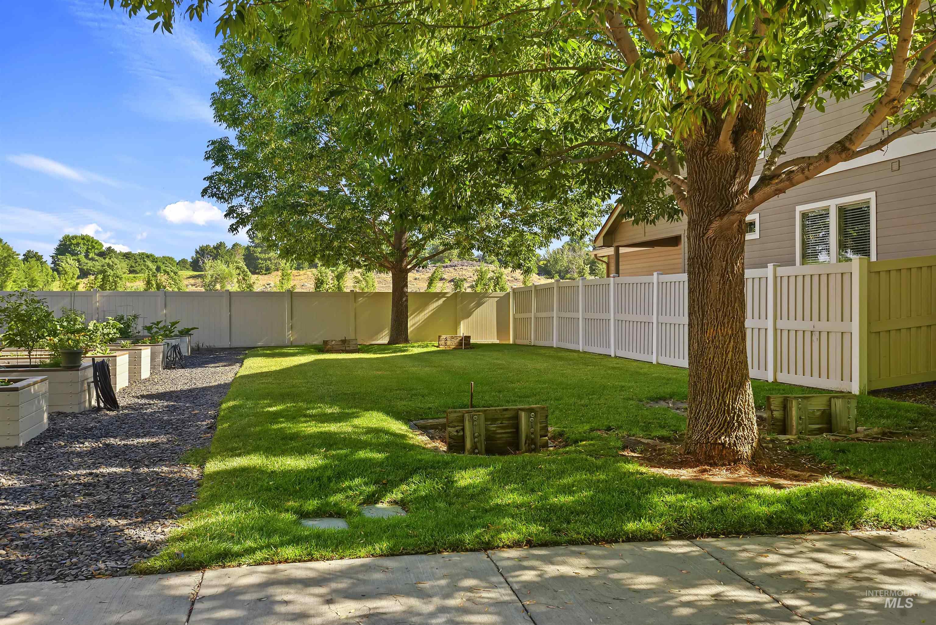 View of fenced backyard