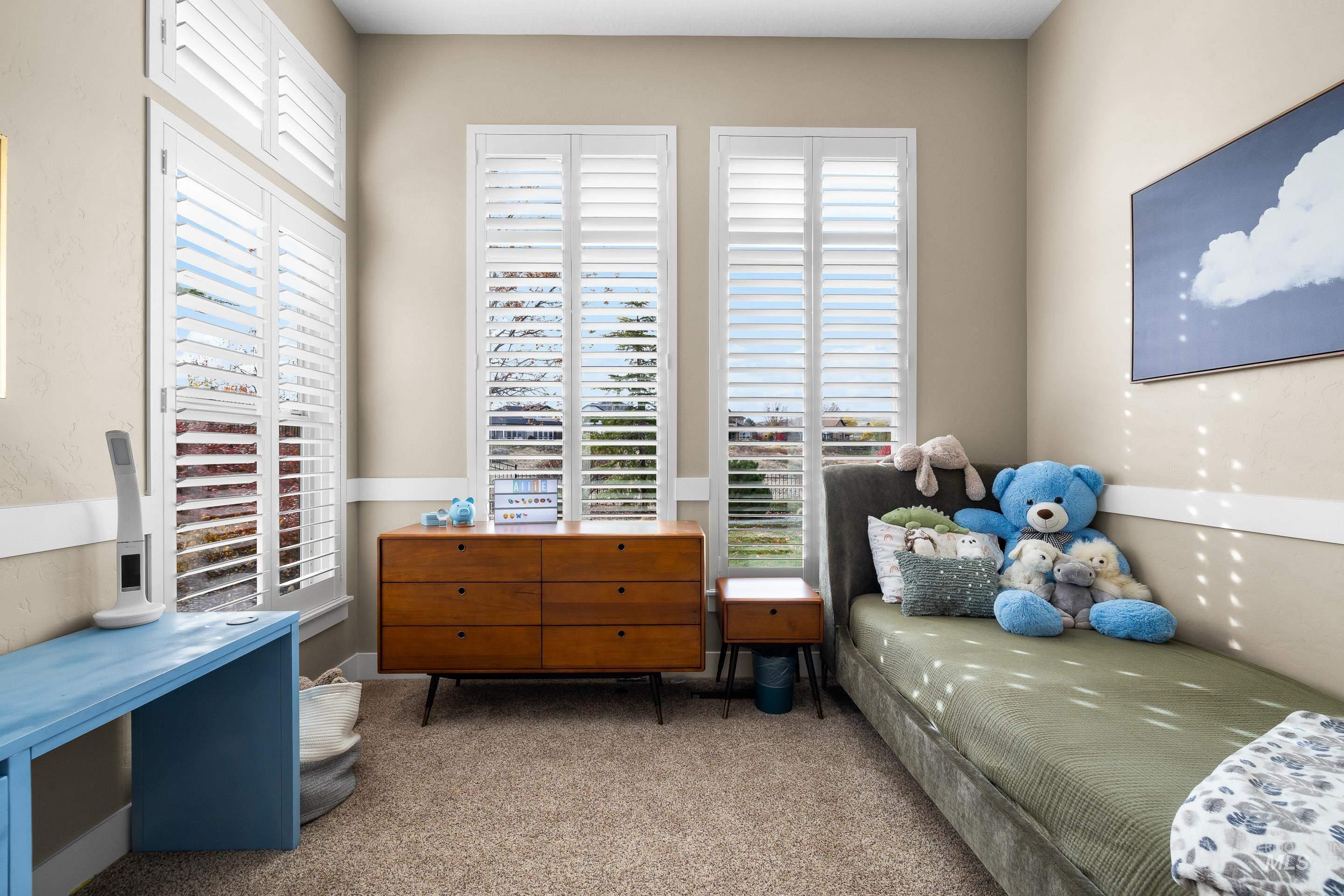 Bedroom featuring carpet
