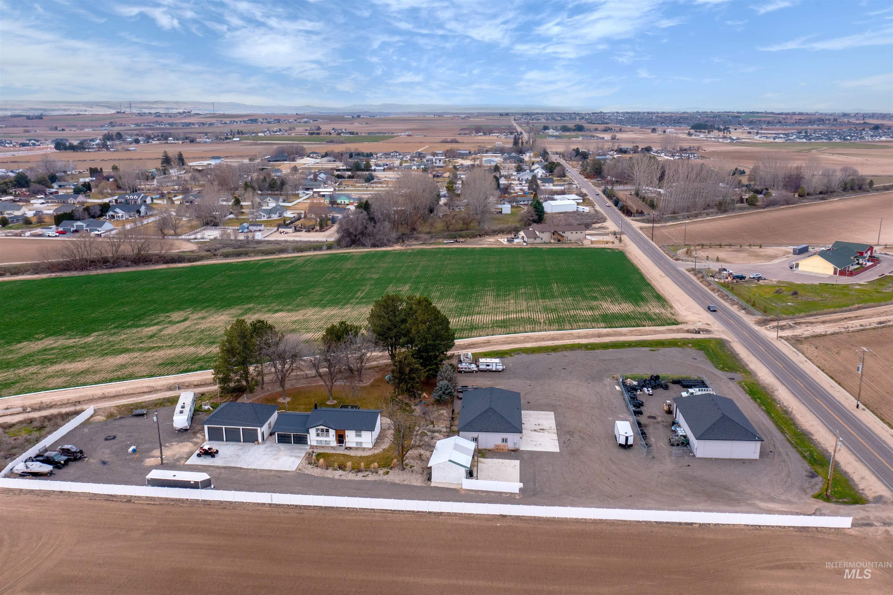 Aerial view of sparsely populated area