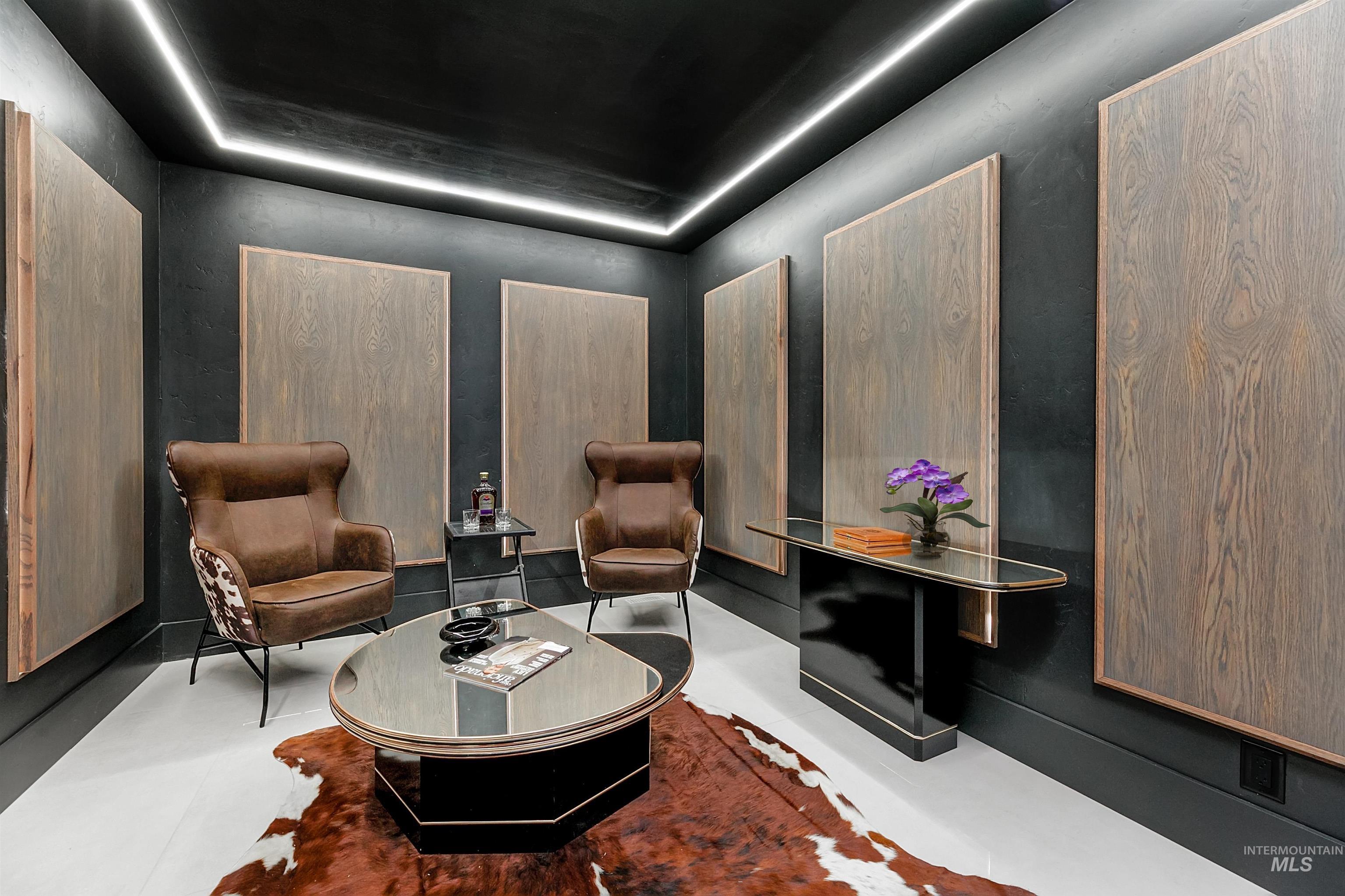 Private speakeasy with hidden door.