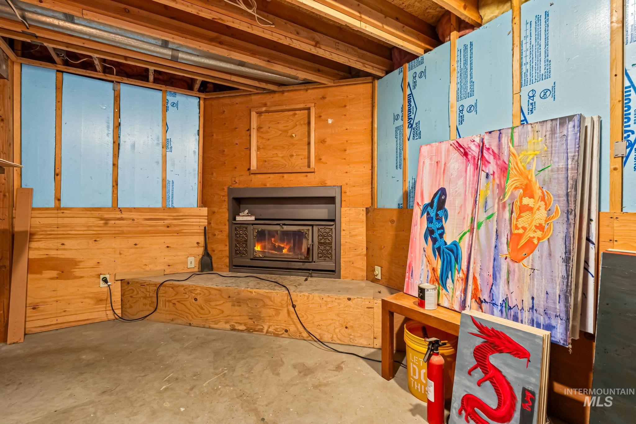 Basement with wooden walls