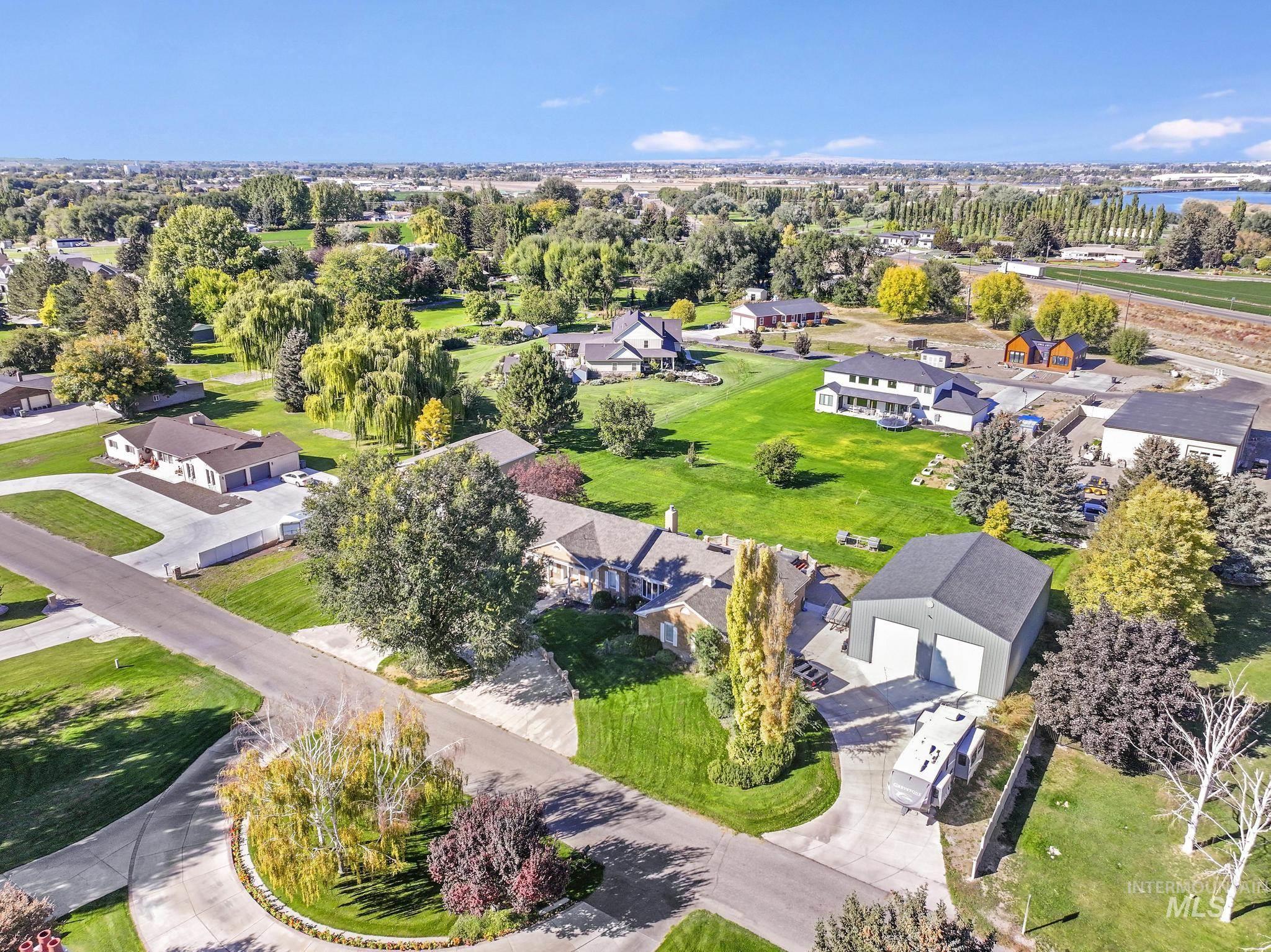 Aerial perspective of suburban area