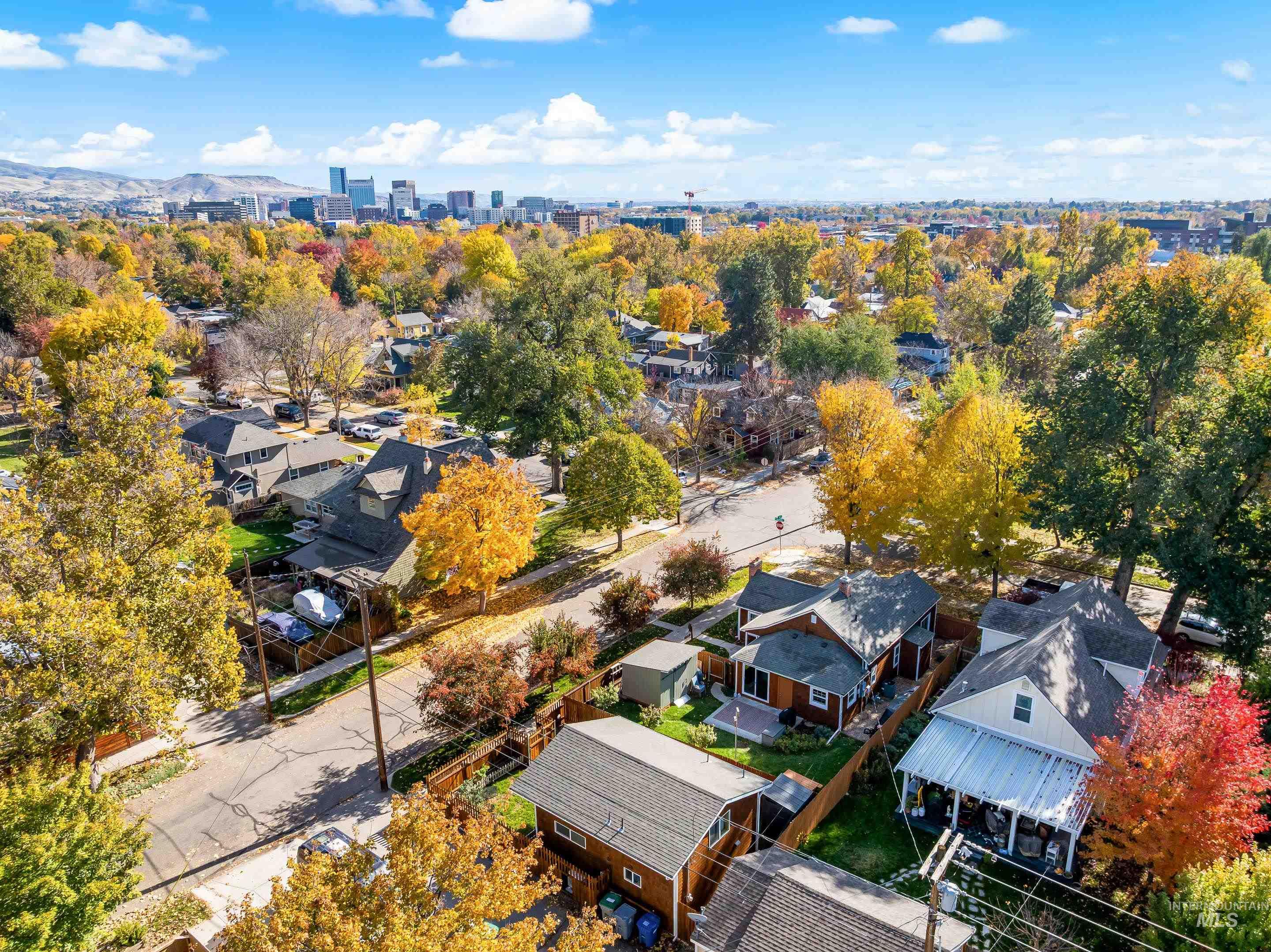 Aerial perspective of suburban area