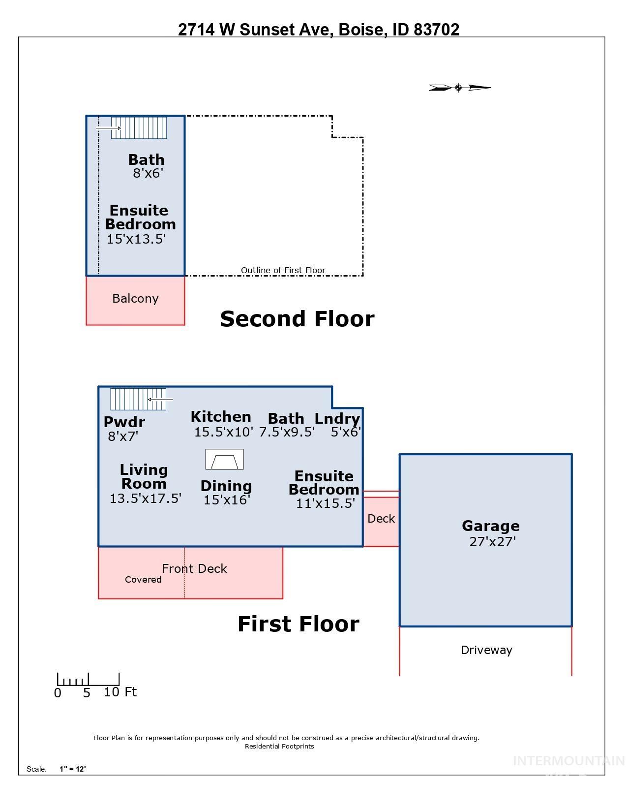 Functional 2-story layout w/a main-floor ensuite, open living & dining areas, & a centrally located kitchen. Upstairs features a private primary ensuite with its own balcony. A detached 27'?27' garage sits to right of the home w/RV parking to the right.