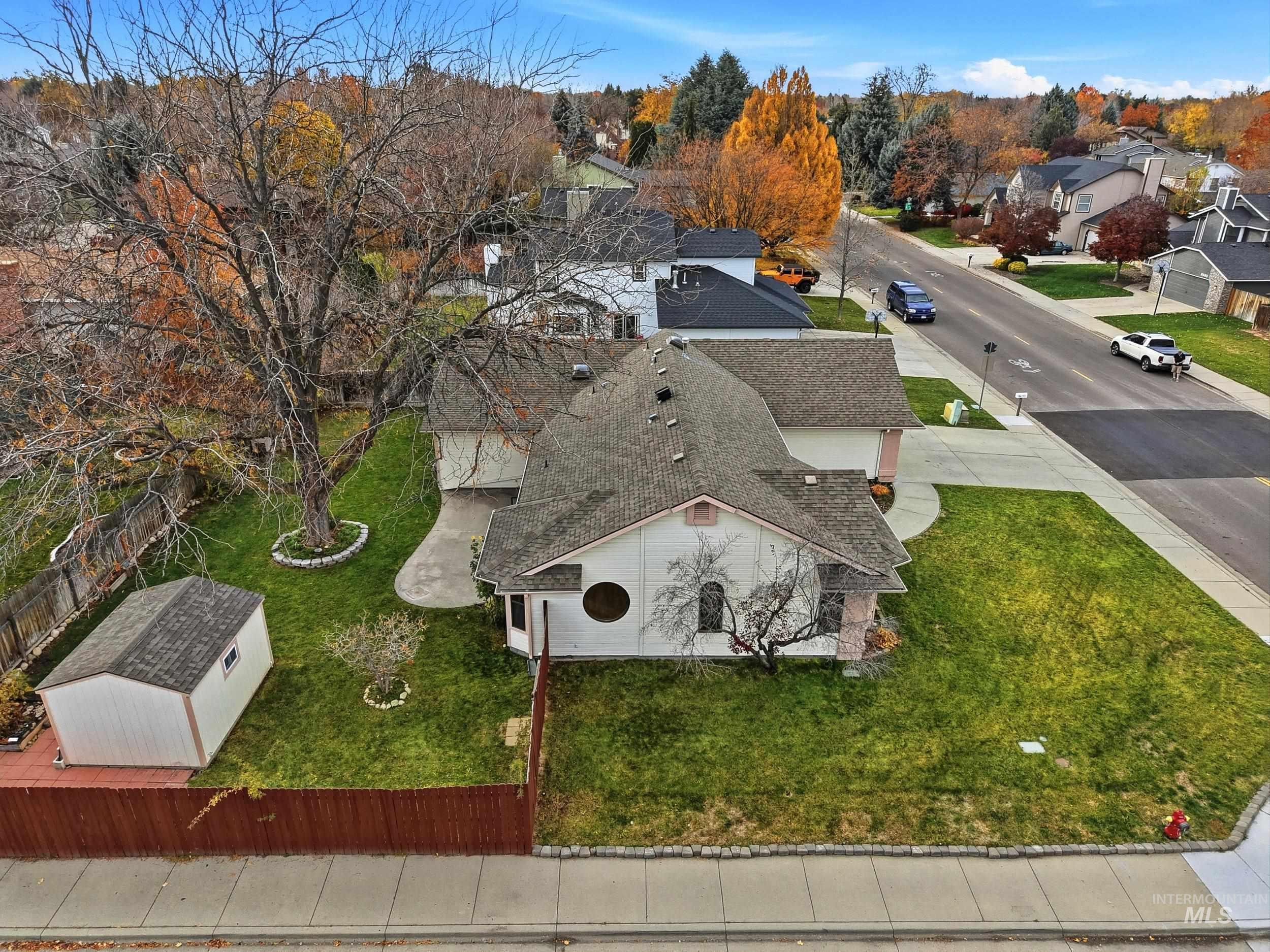 Aerial perspective of suburban area