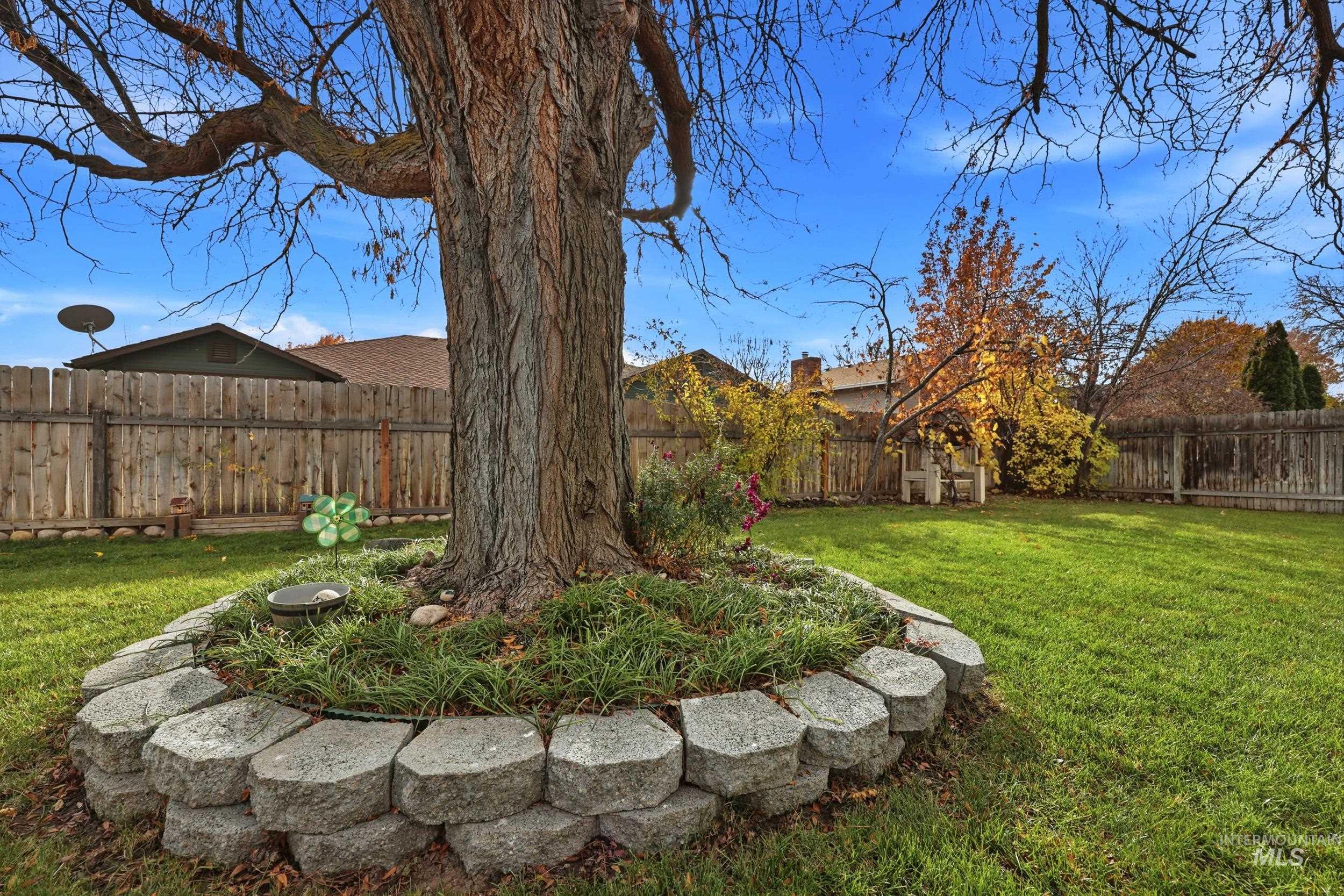View of fenced backyard