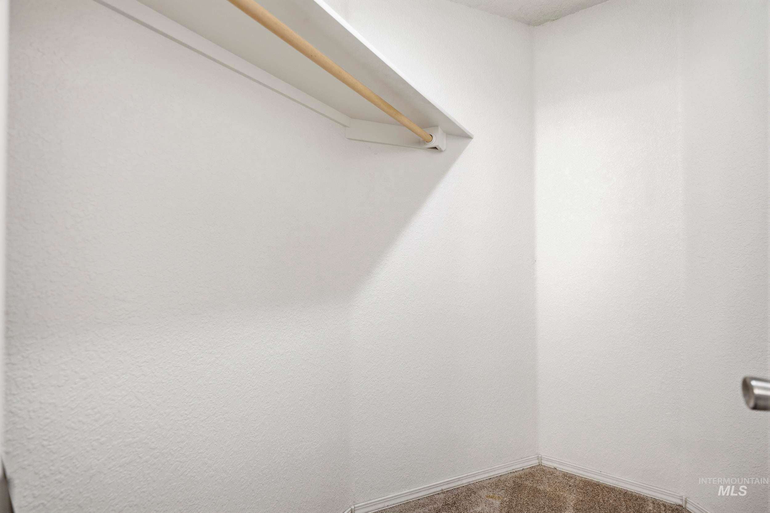 Walk in closet with dark carpet