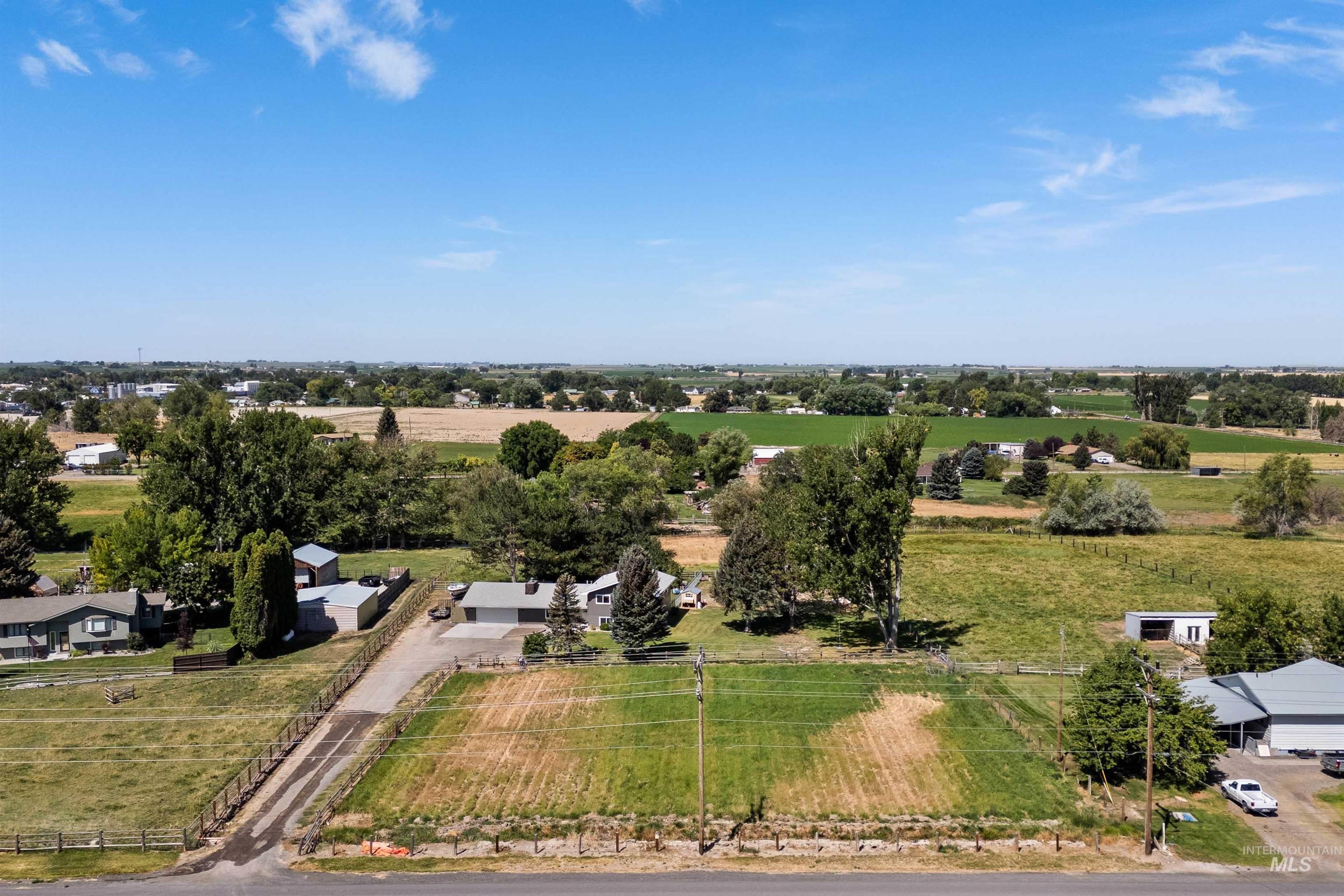 Overview of rural landscape with agricultural land
