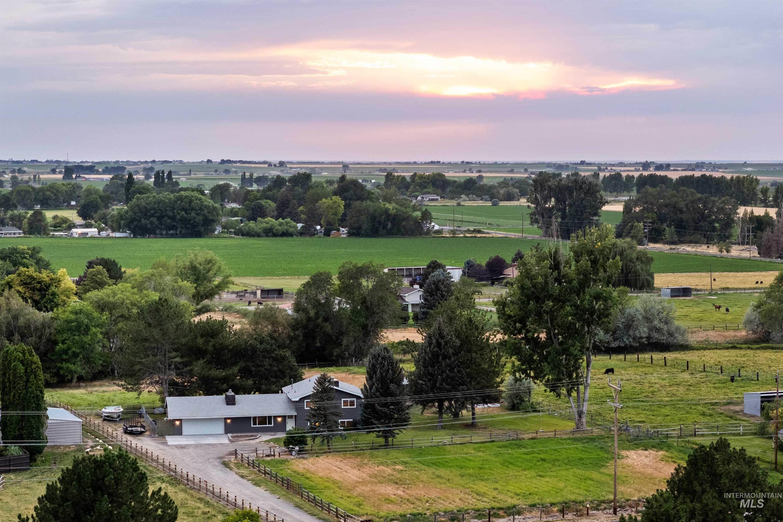 Overview of rural landscape with agricultural land