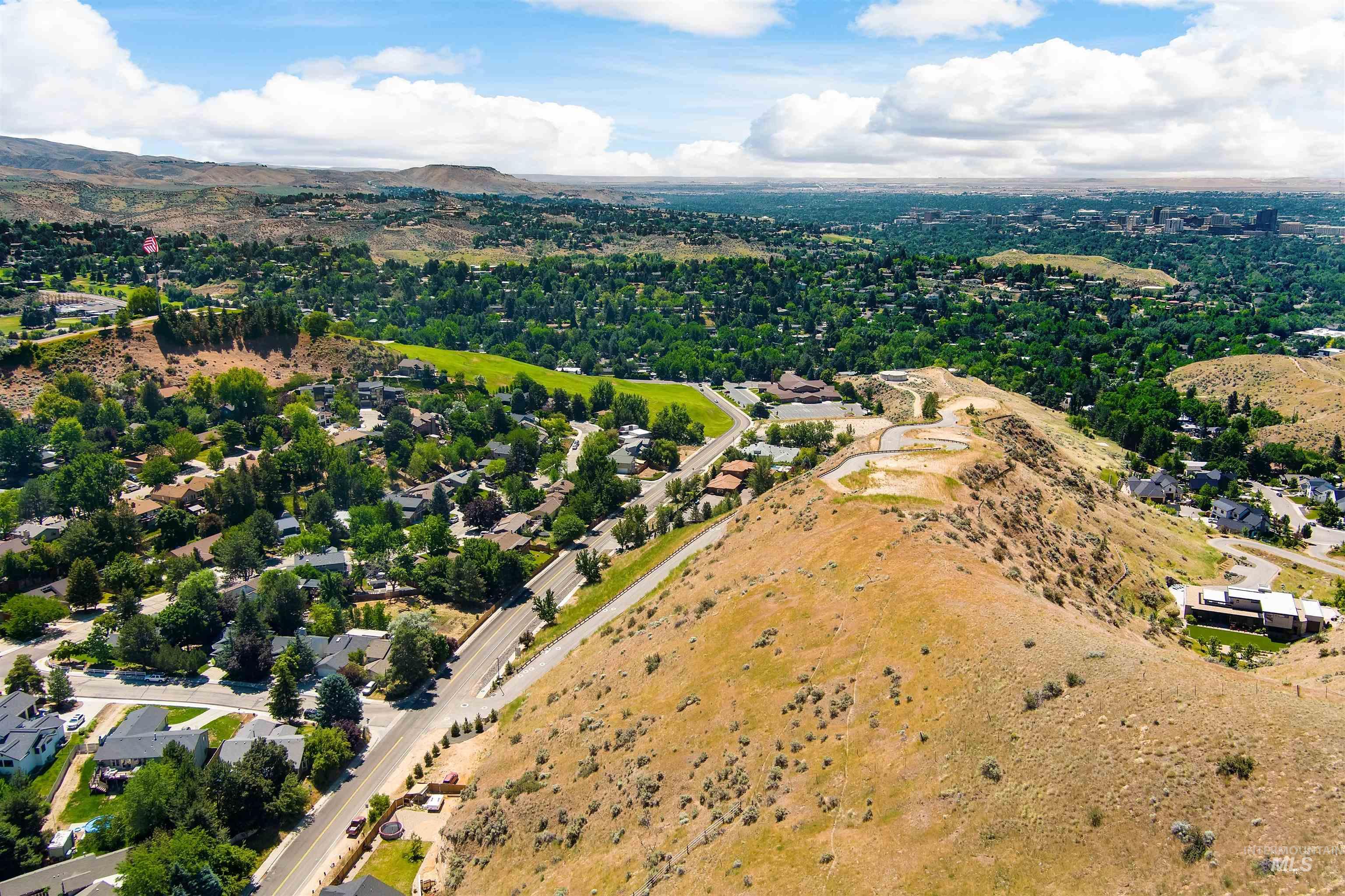 Drone / aerial view of a mountain backdrop