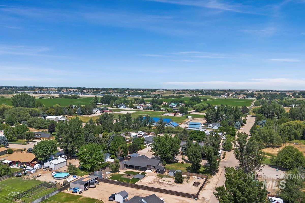 Aerial perspective of suburban area