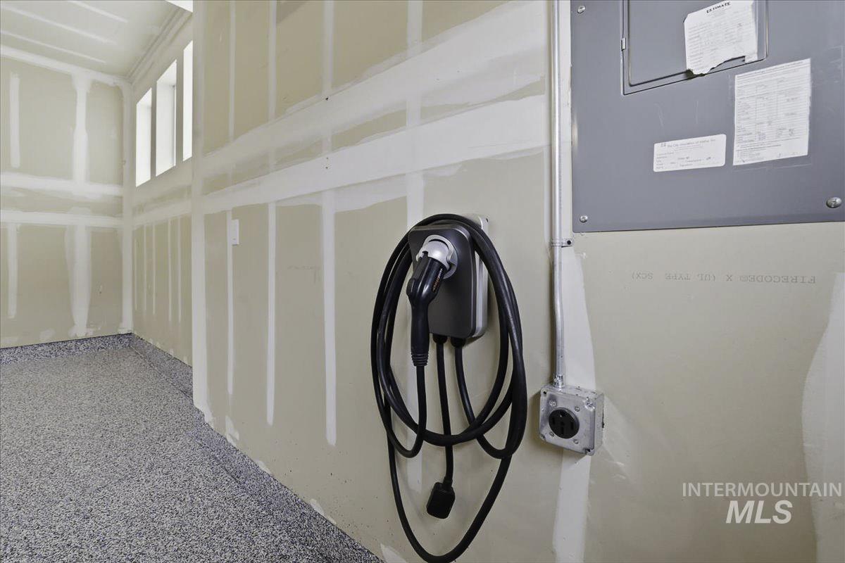 Detailed view of electric panel and car charger