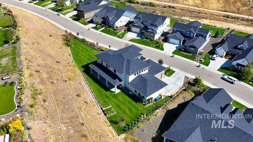 Aerial perspective of suburban area