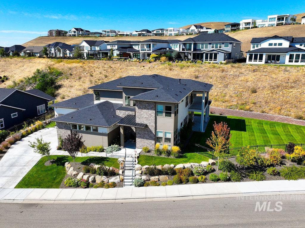 Aerial perspective of suburban area