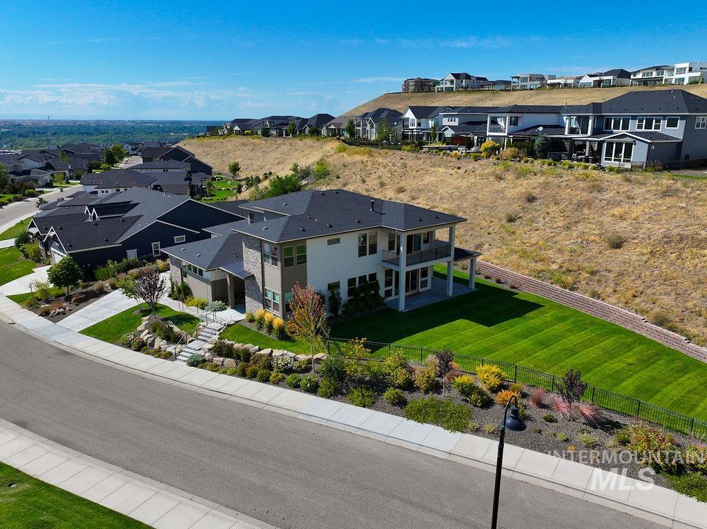 Aerial perspective of suburban area