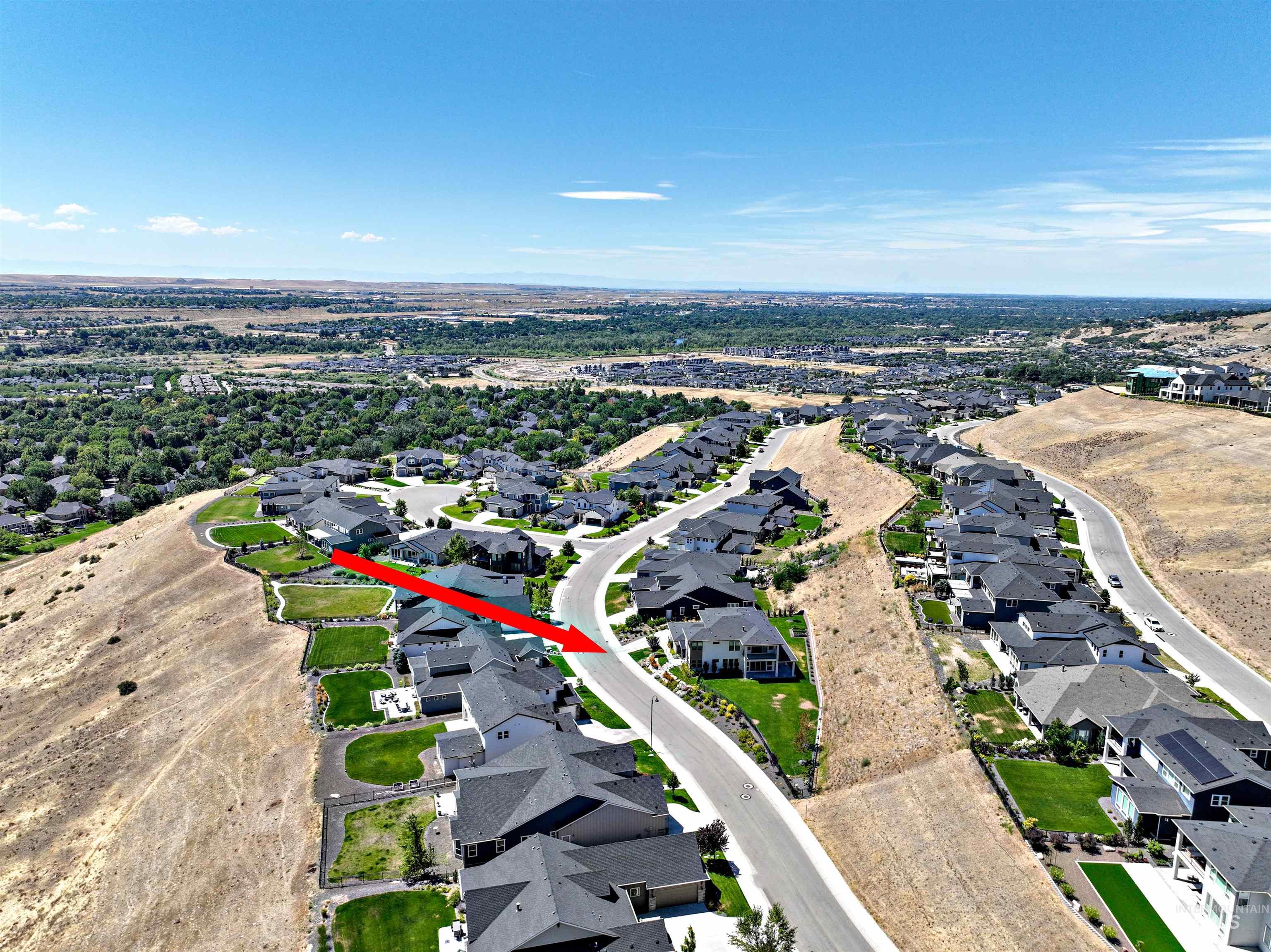 Aerial perspective of suburban area