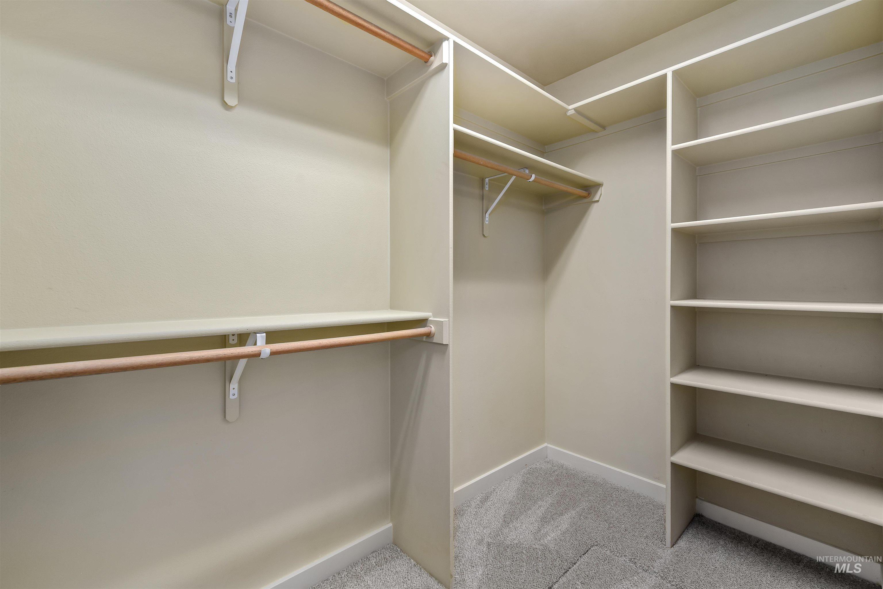 Nice size walk-in closet with new carpet.