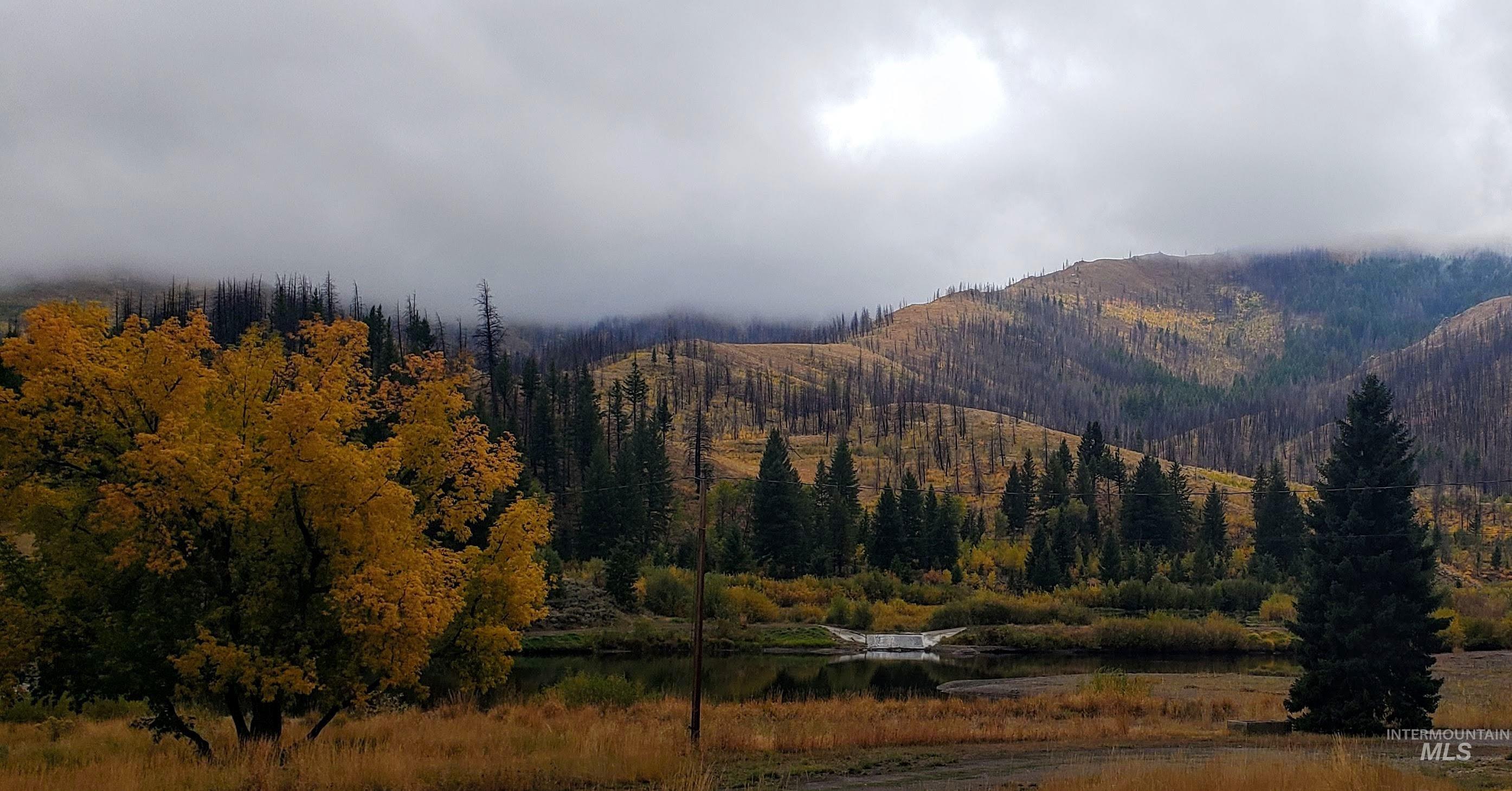 View of mountain backdrop featuring a large body of water and a heavily wooded area