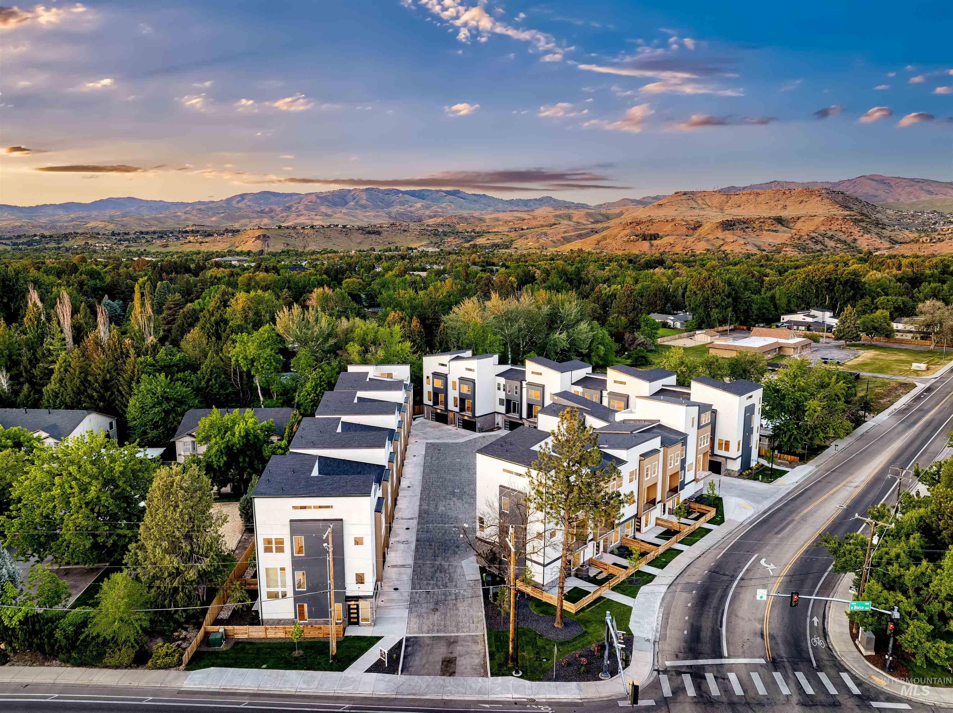 Aerial view of a mountainous background
