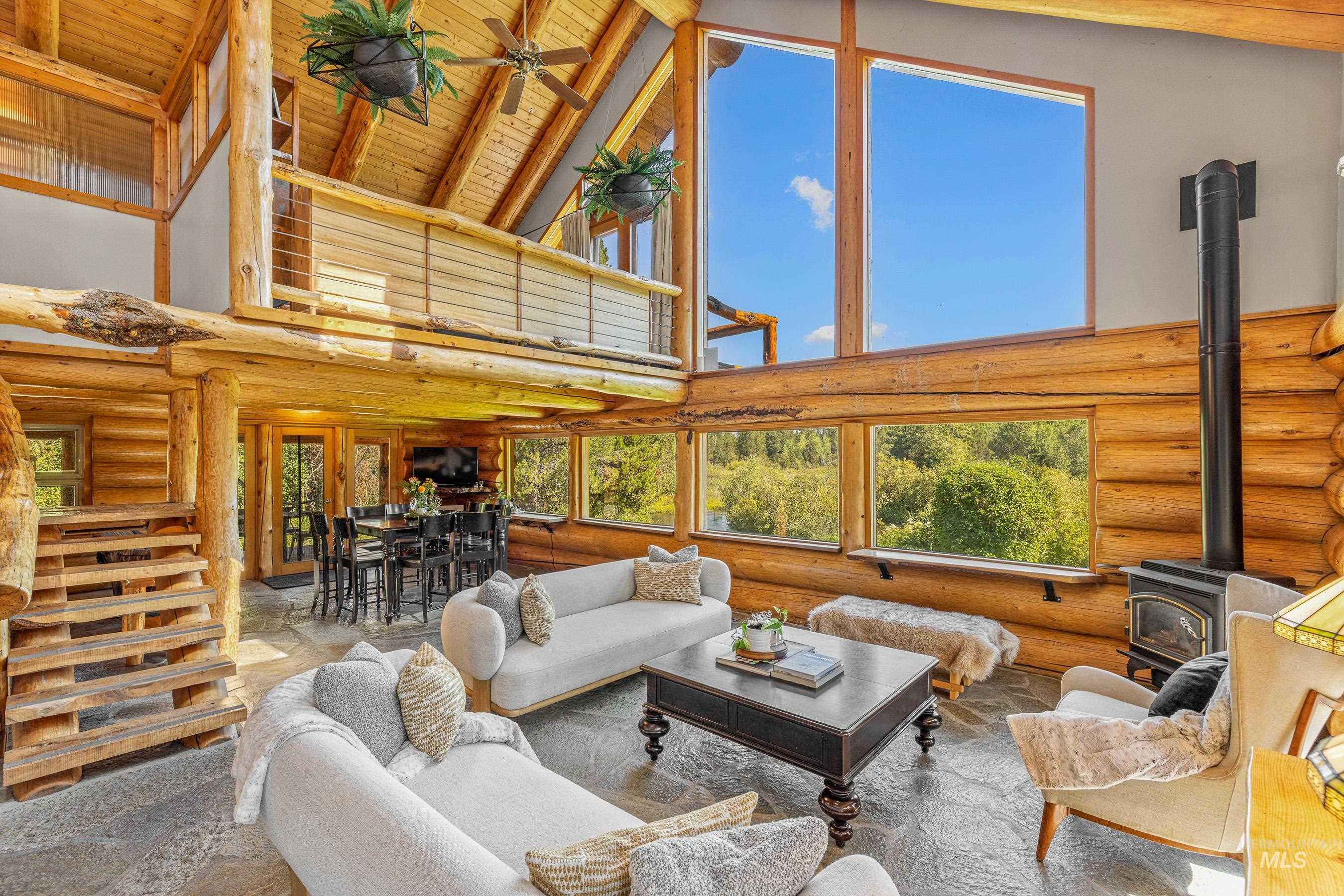 Sunroom with a wood stove