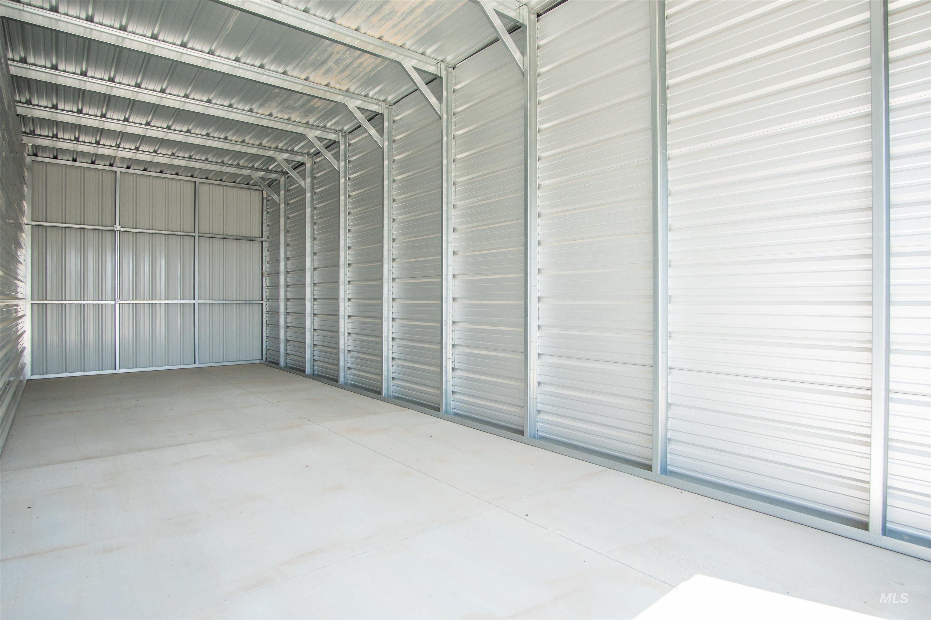 Garage with metal wall